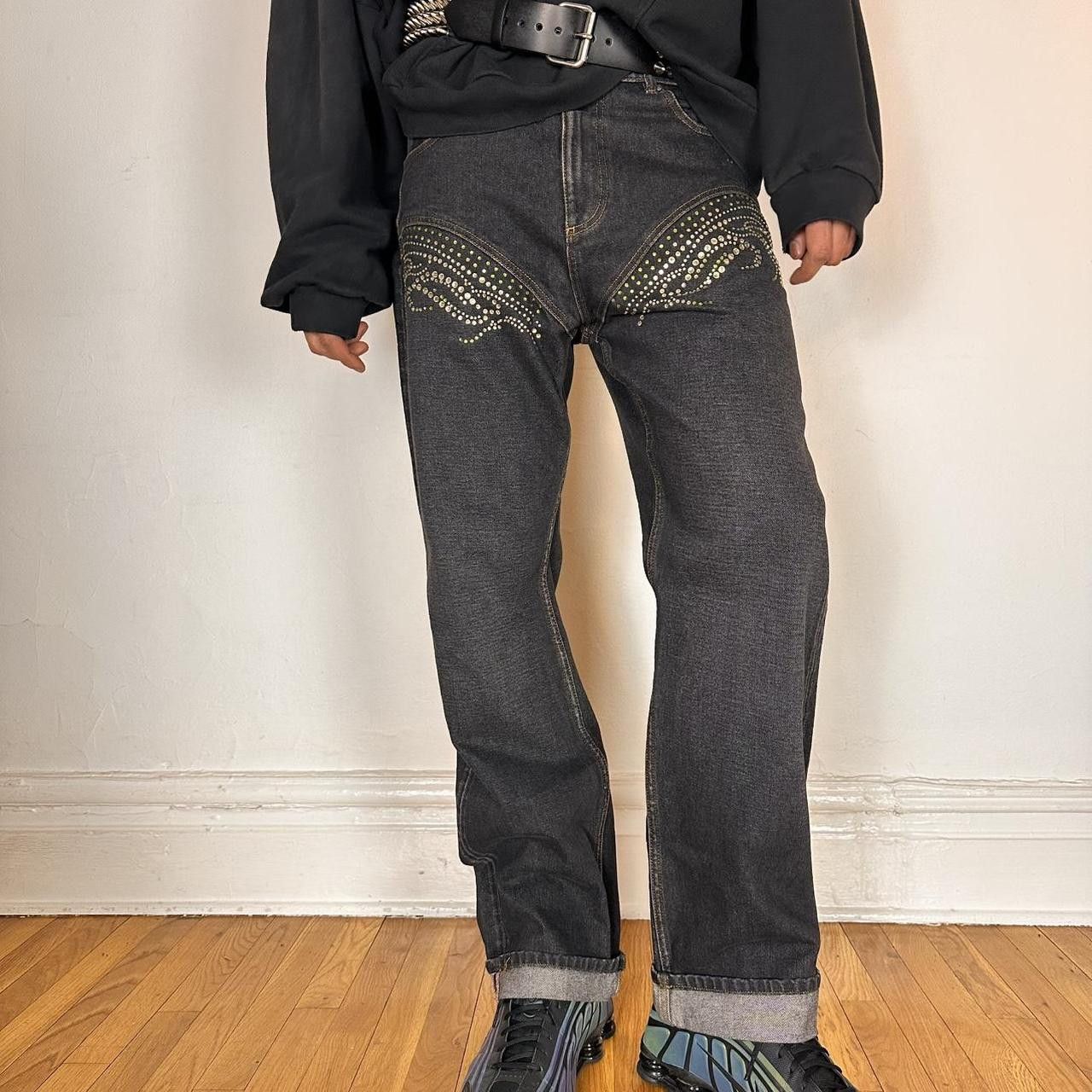 Y/Project Y-PROJECT Black Rhinestone Western Cowboy Jeans - 36x32" Size US 36 / EU 52 - 6 Thumbnail