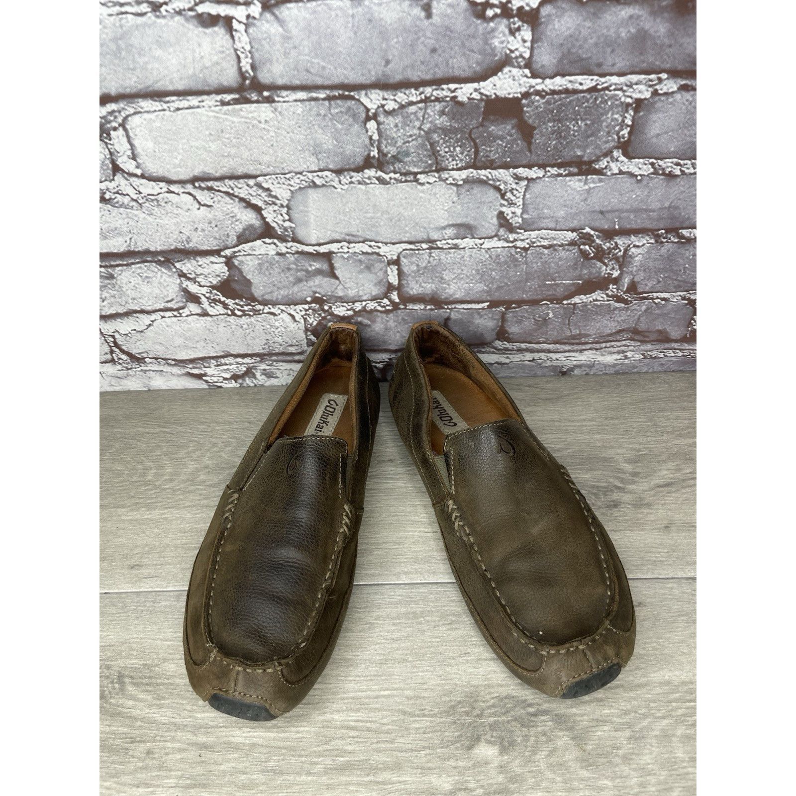 Olukai Olukai Akepa Moc Brown Leather Boat Slip On Moccasin Loafer Size US 9 / EU 42 - 13 Thumbnail