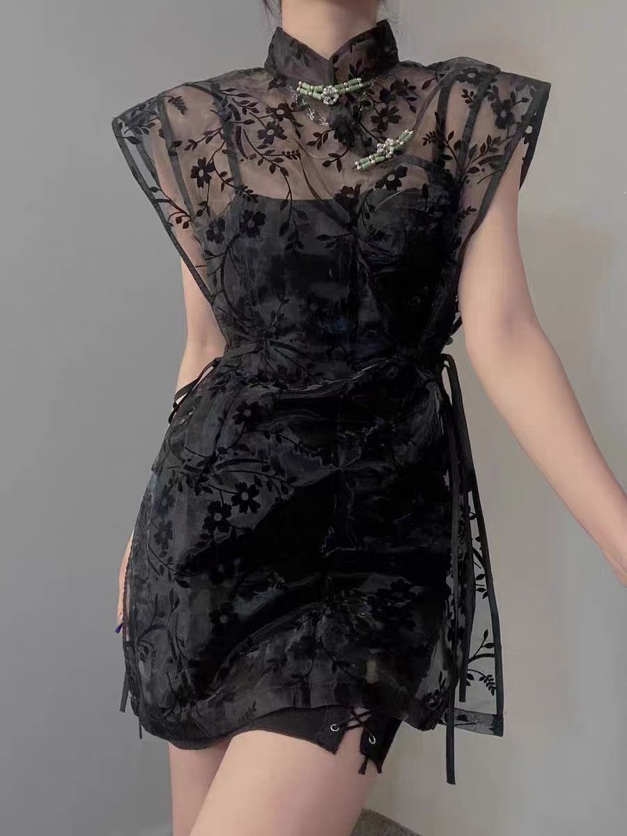 Other Sheer Modern Chinese-Inspired Overlay Dress – Size Large Size L / US 10 / IT 46 - 4 Thumbnail