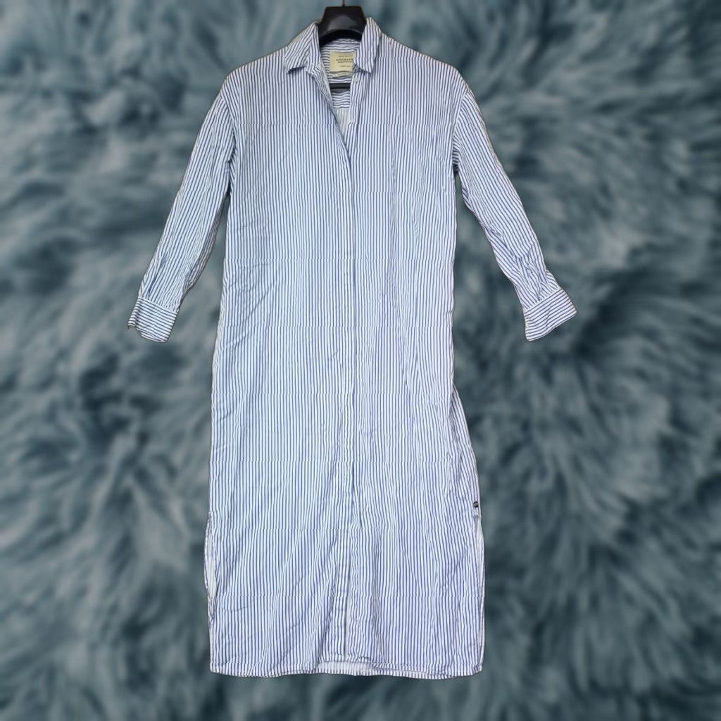 Scotch & Soda Maison Scotch & Soda Shirt Dress XS Blue Striped Long Sleeve Button Front Collared Midi Dress Women - No Belt Vintage No Belt Size XS / US 0-2 / IT 36-38 - 1 Thumbnail