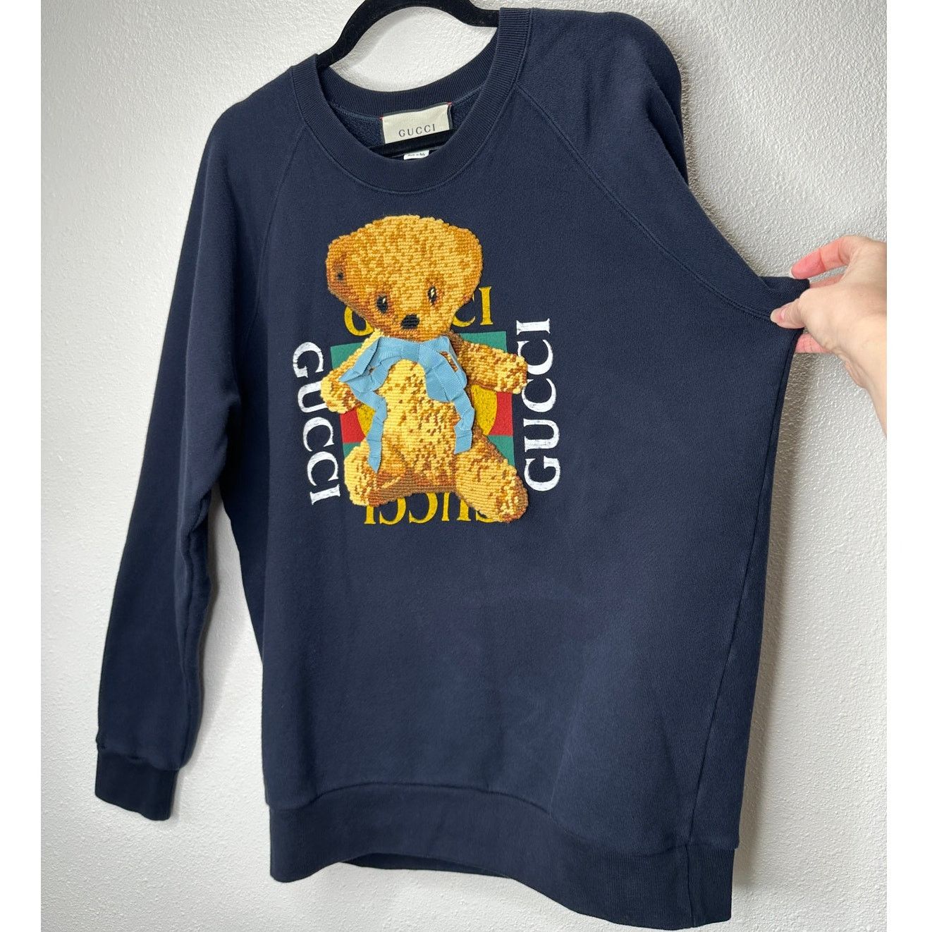 Gucci Gucci Navy Black Tan 3D Teddy Bear Bow Sweater Sweatshirt L Size L / US 10 / IT 46 - 5 Thumbnail