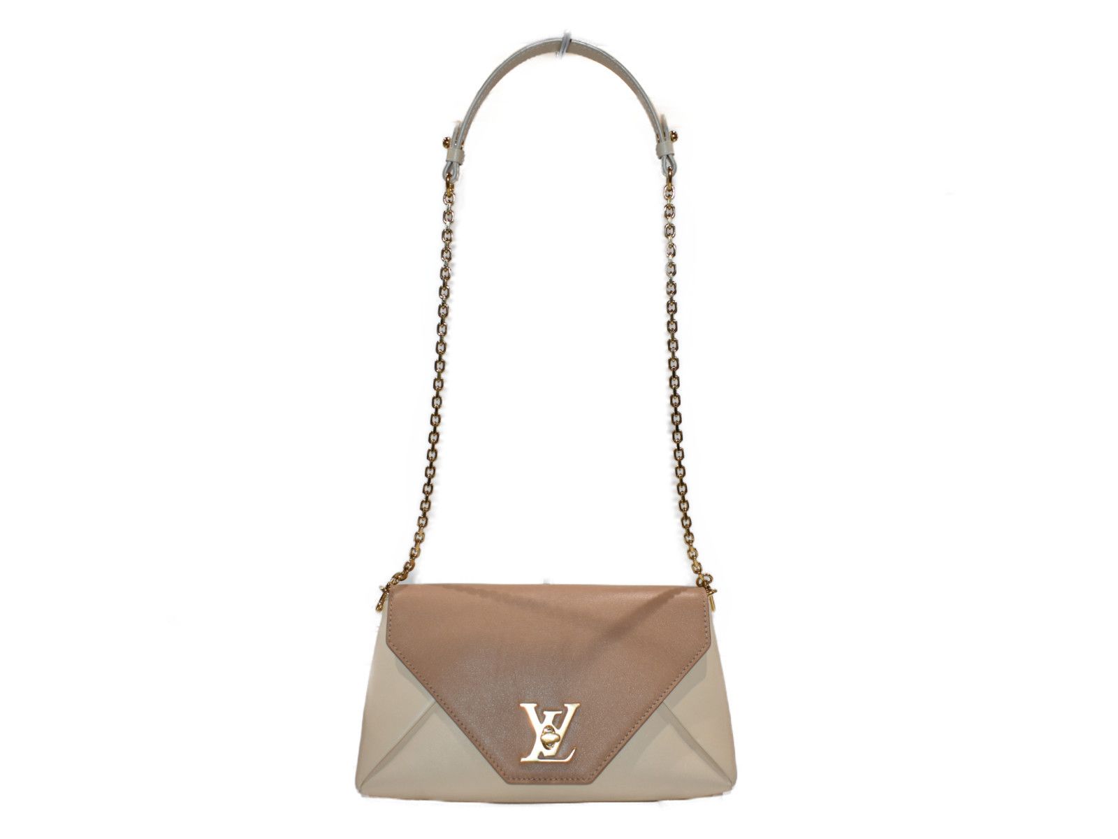 Louis Vuitton Pink Beige Leather LV Shoulder Bag