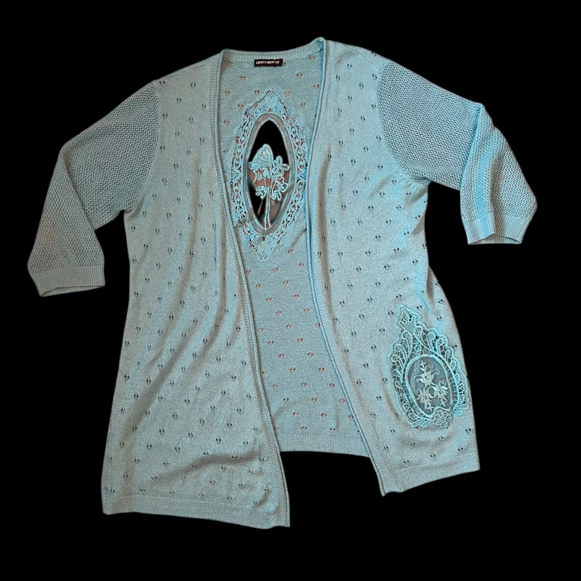 Vintage Vintage Lauren Michelle Open Front Eyelet Embroidered Mesh C Size S / US 4 / IT 40 - 1 Thumbnail