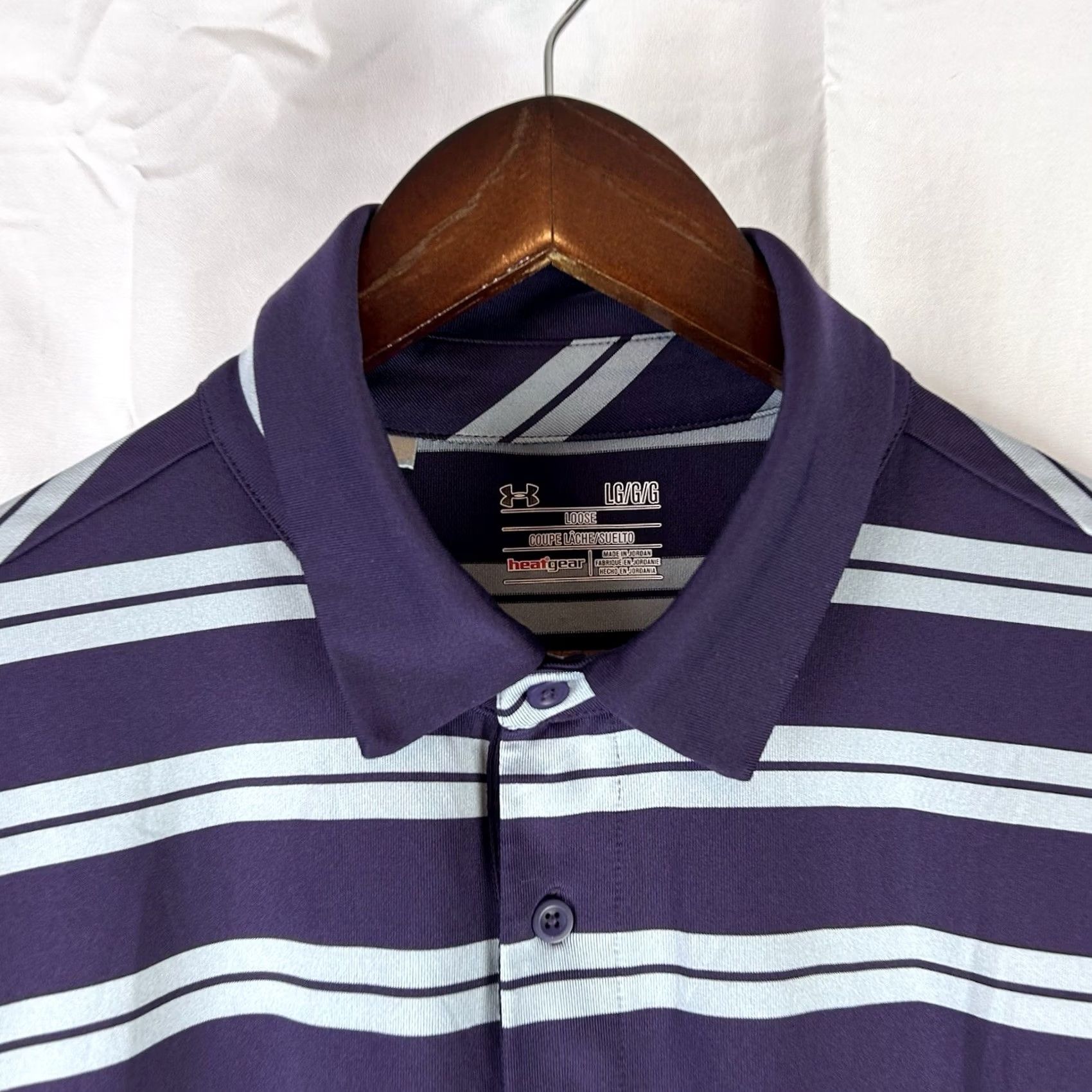 Under Armour Under Armour HeatGear Polo Shirt Purple Silver Striped Mens Large Loose Size US L / EU 52-54 / 3 - 3 Thumbnail