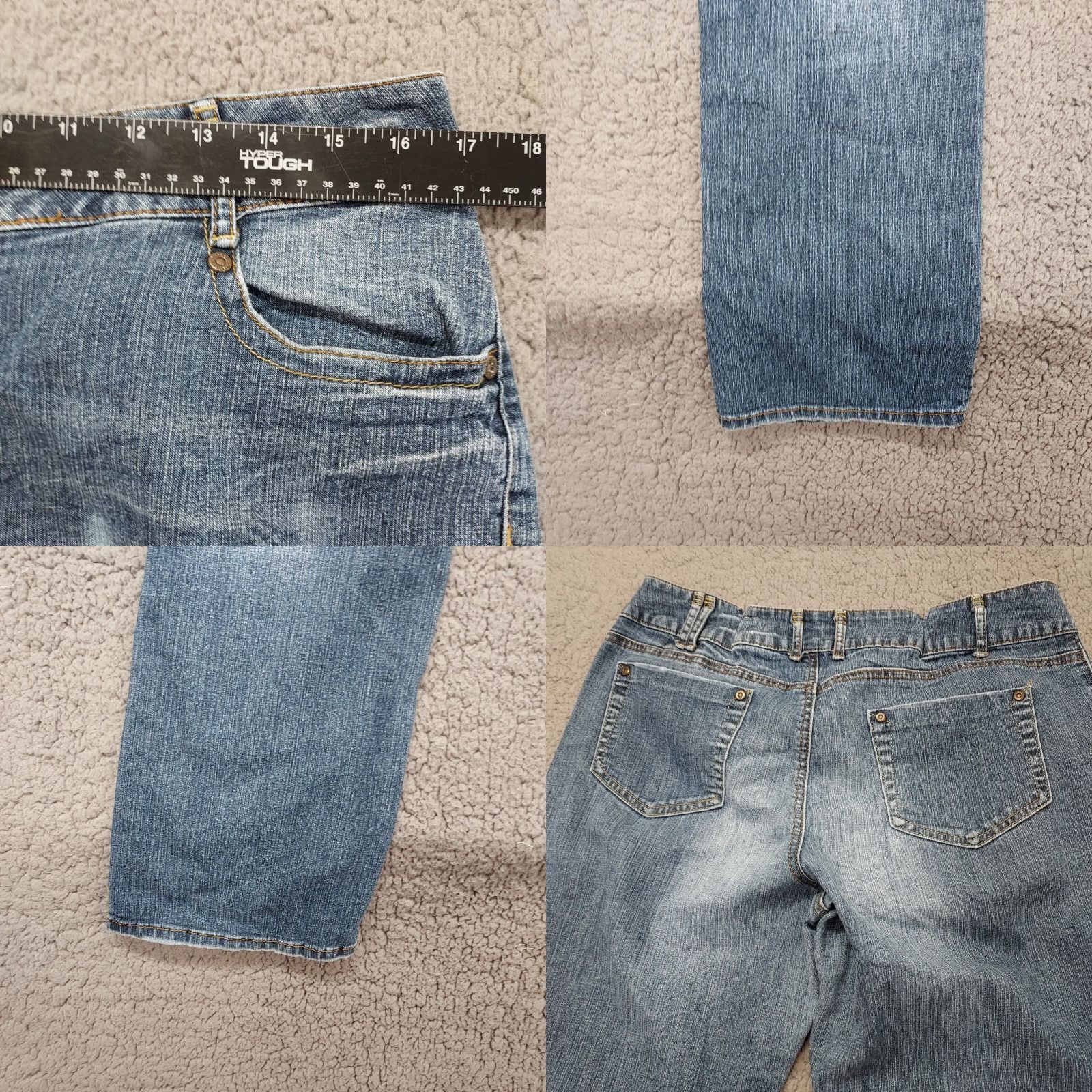 Vintage Cato Jeans Women's 14 Denim Straight High Rise Blue 5-Pocket Regular Stretch Vintage: No (FLAWED) Size 36" / US 14 / IT 50 - 9 Thumbnail