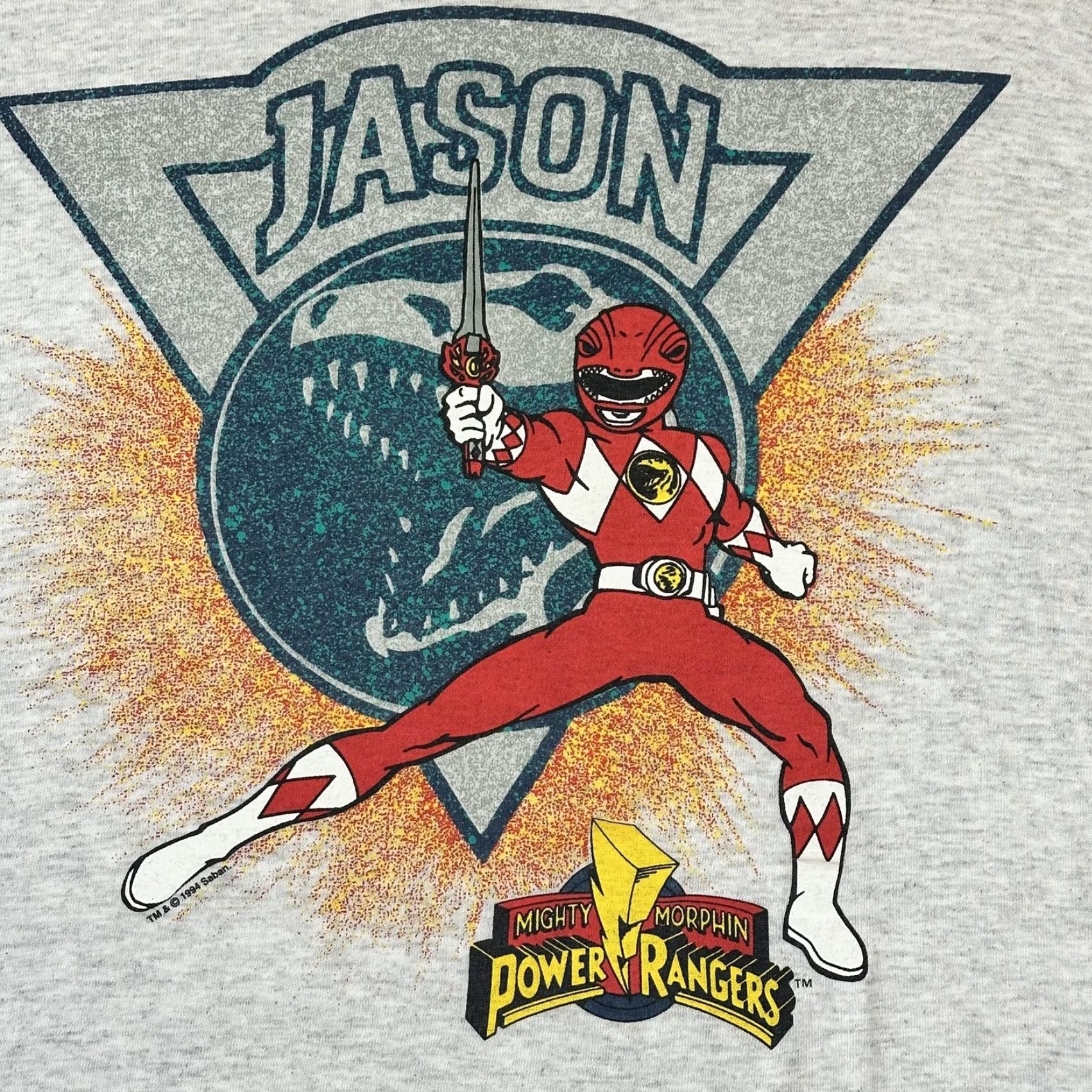 Vintage Mighty Morphin Power Rangers Shirt Mens Medium Gray Red Ranger Graphic Tee Size US M / EU 48-50 / 2 - 4 Thumbnail