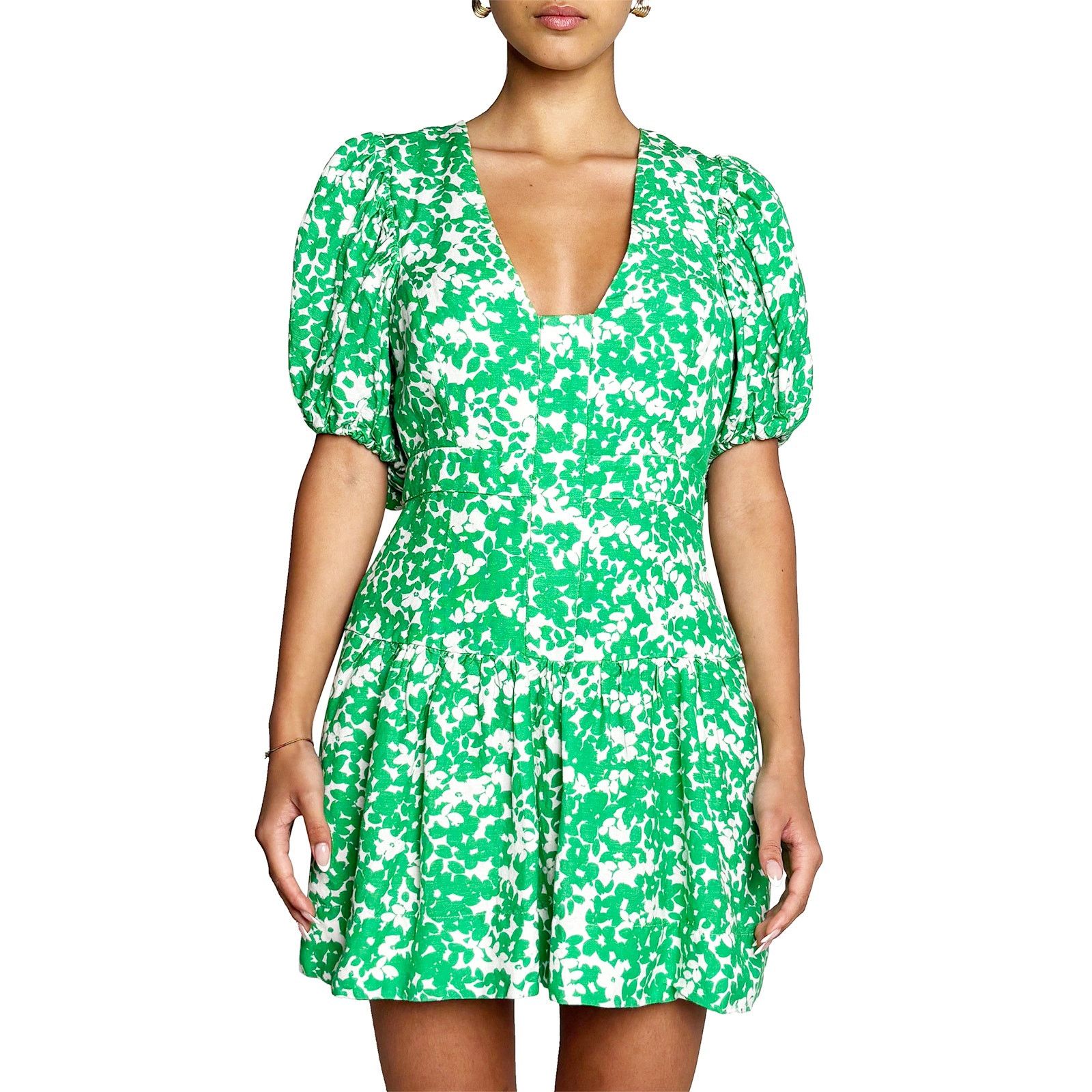Shona Joy Green mini dress- puffy sleeves Size S / US 4 / IT 40 - 1 Thumbnail