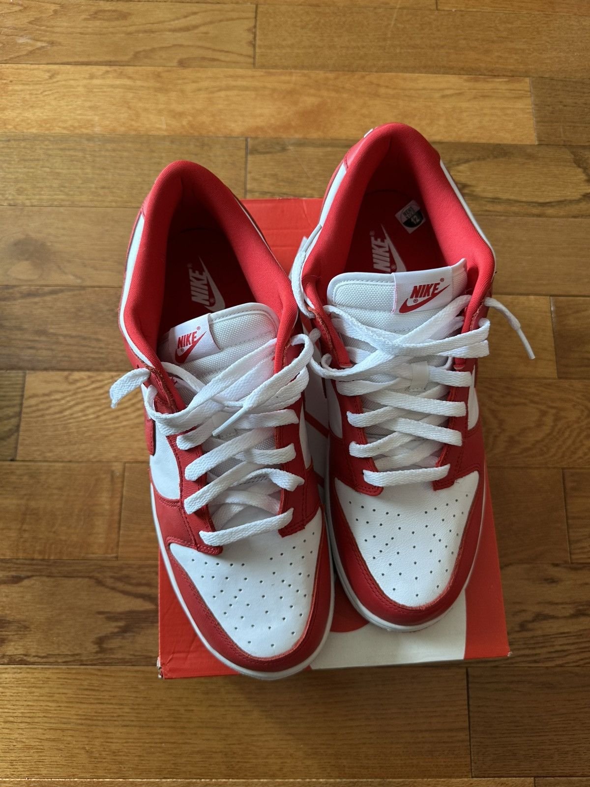 Nike Dunk Low White Red Size US 12 / EU 45 - 3 Thumbnail