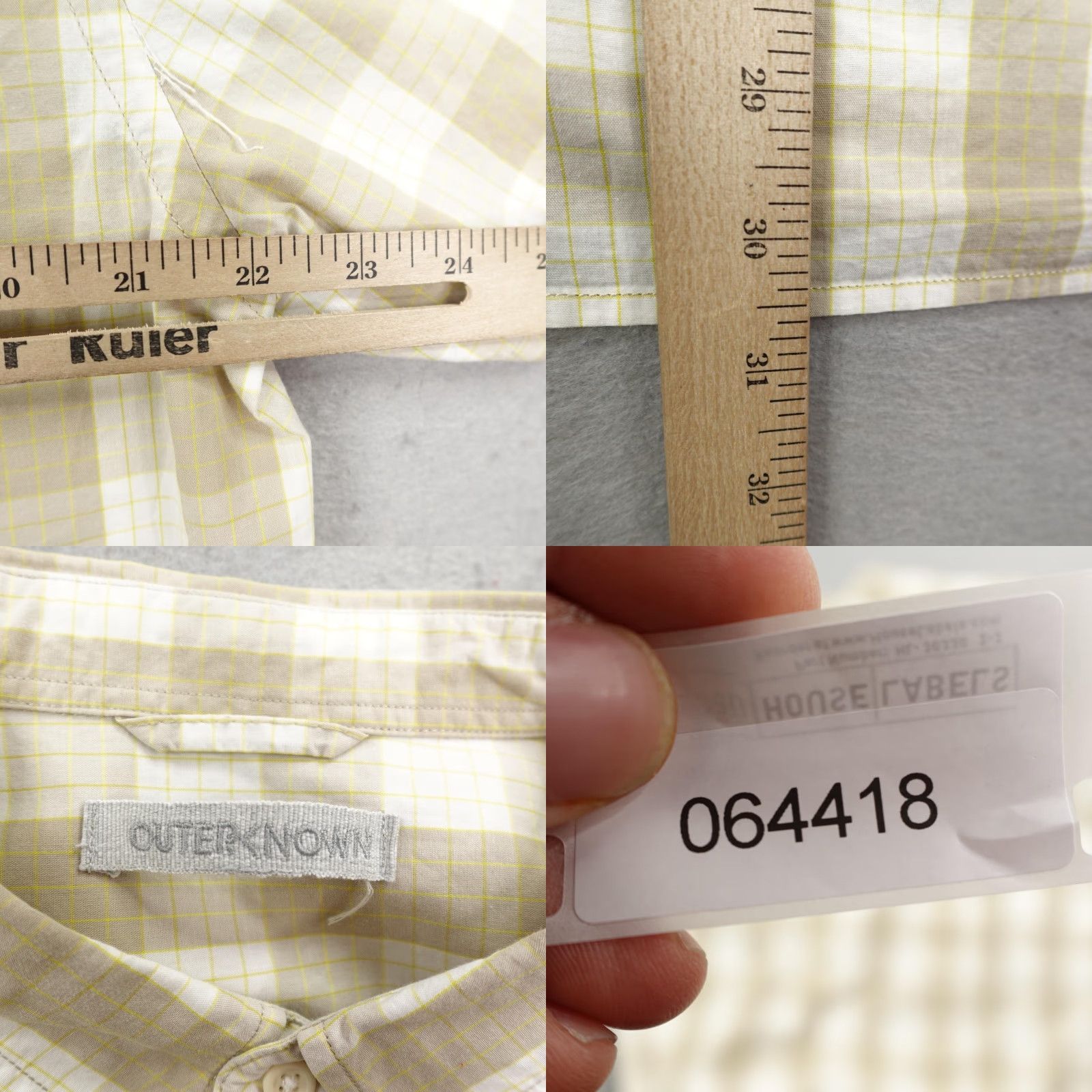 Outerknown Outerknown Shirt Mens Large Beige Plaid Button Down Short Sleeve Organic Cotton Size US L / EU 52-54 / 3 - 8 Thumbnail