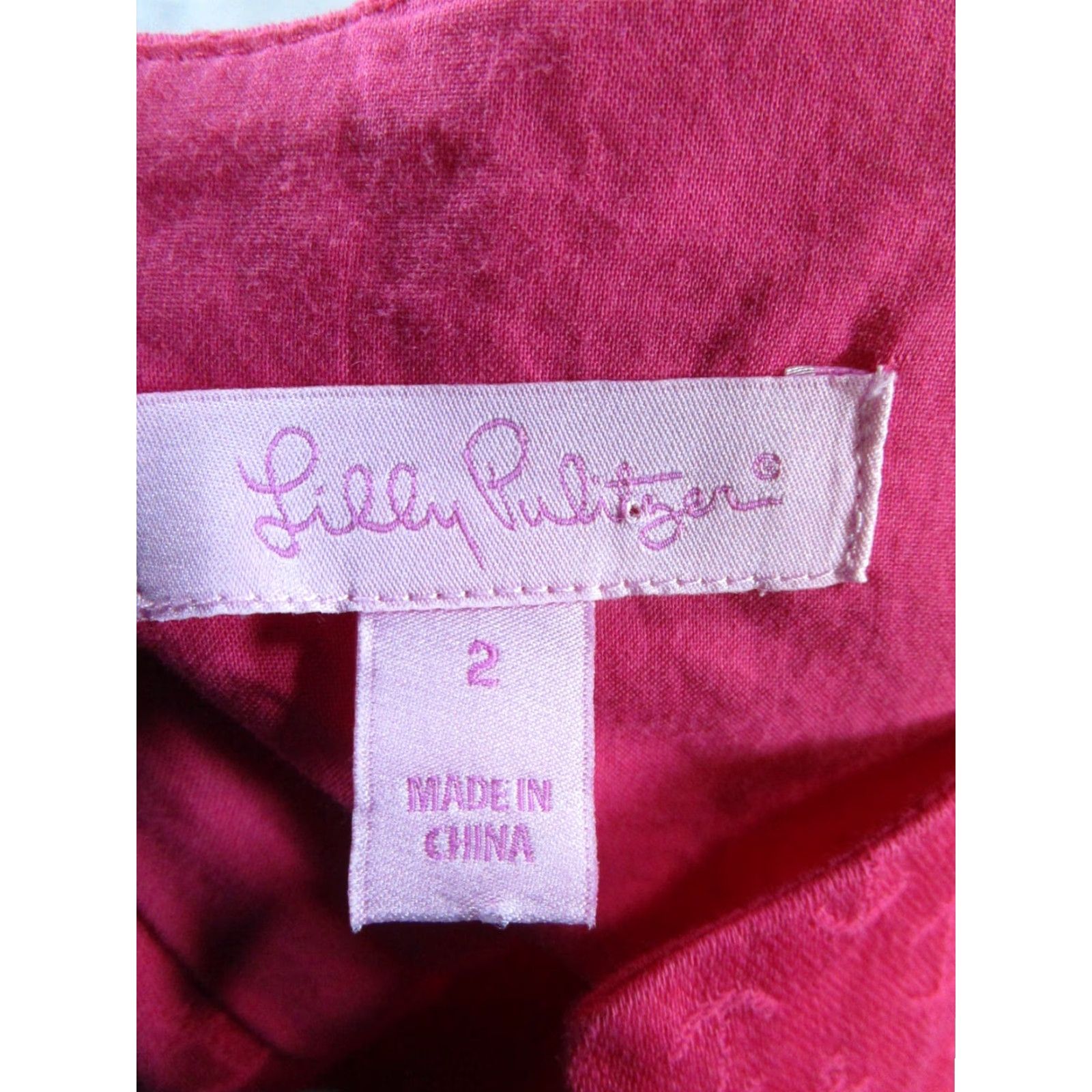 Lilly Pulitzer VINTAGE Lilly Pulitzer Dress Womens 2 Pink Cotton Short Sleeveless V-Neck A-Line Mini Shift 2 Womens Pink Lilly Pulitzer Dress Size XS / US 0-2 / IT 36-38 - 3 Thumbnail