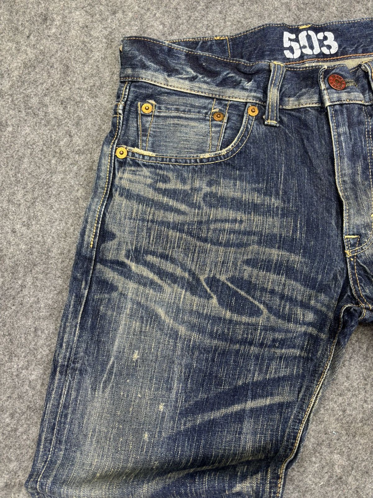 Edwin 💥Flare💥Archival Edwin 503 Full Fades Character Denim F845 Size US 34 / EU 50 - 4 Thumbnail