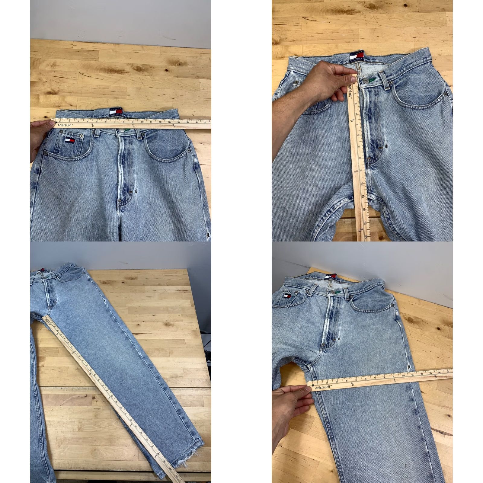 Tommy Hilfiger VINTAGE Tommy Hilfiger Denim Jeans Jeans Distressed Logo 90s 28" Waist 28" Inseam Mens Womens Unisex Adults Blue Denim Size 28" / US 6 / IT 42 - 8 Thumbnail