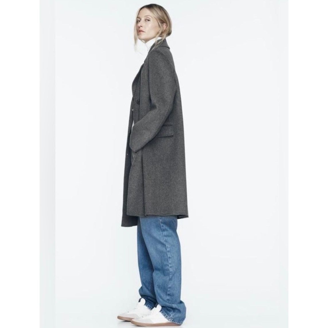 Zara Zara Gray Oversized Double Breasted Wool Blend Midi Coat M Size M / US 6-8 / IT 42-44 - 2 Thumbnail