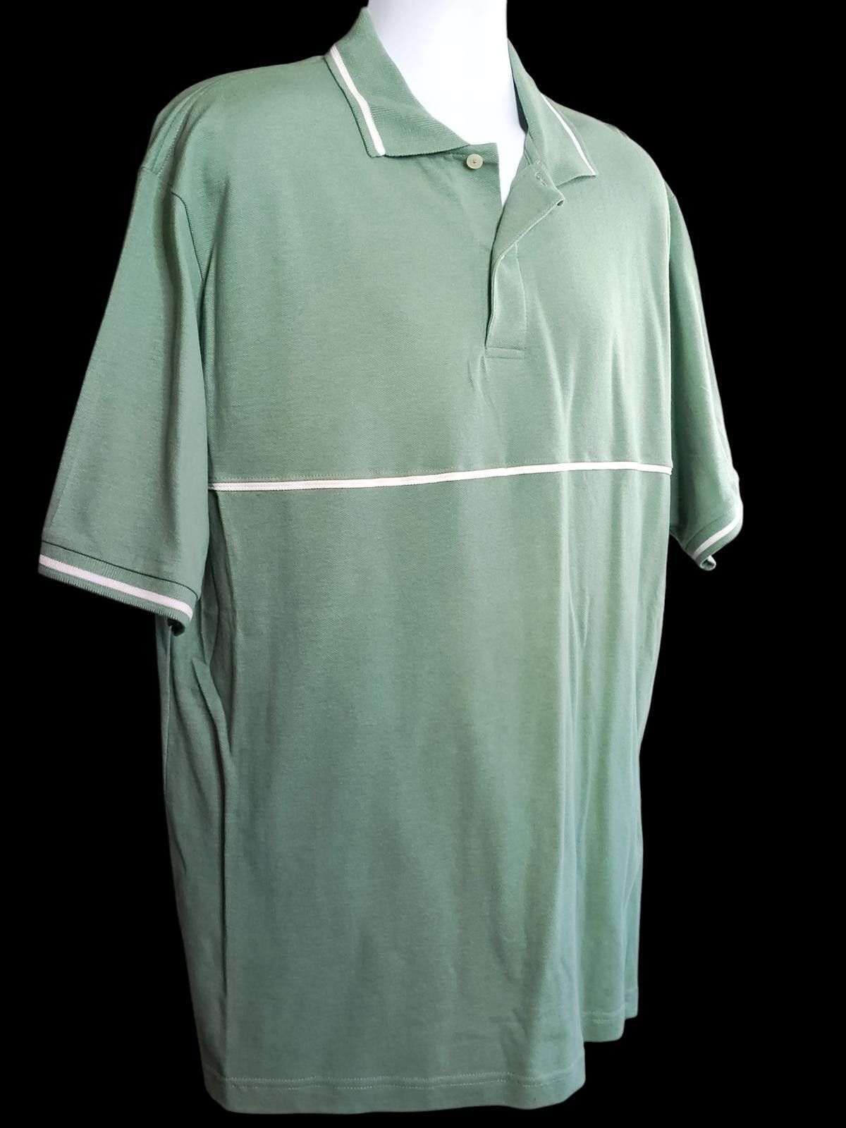 CNCPTS Concepts Men's Green Polo Shirt with White Stripe Detail Size US XL / EU 56 / 4 - 4 Thumbnail