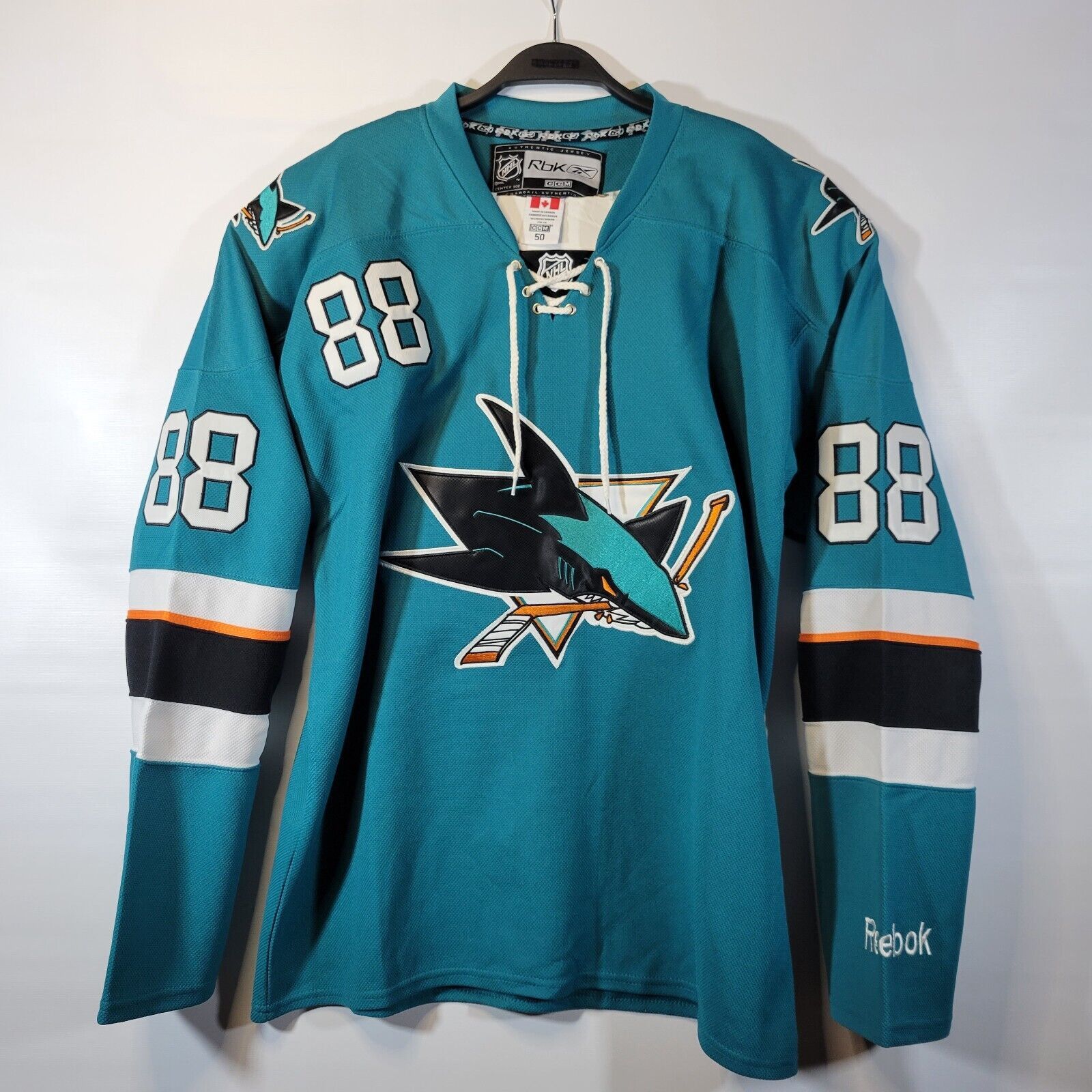 Reebok REEBOK JERSEY CCM SAN JOSE SHARKS NHL BURNS 88 CENTER ICE 50 Size US XXL / EU 58 / 5 - 1 Thumbnail
