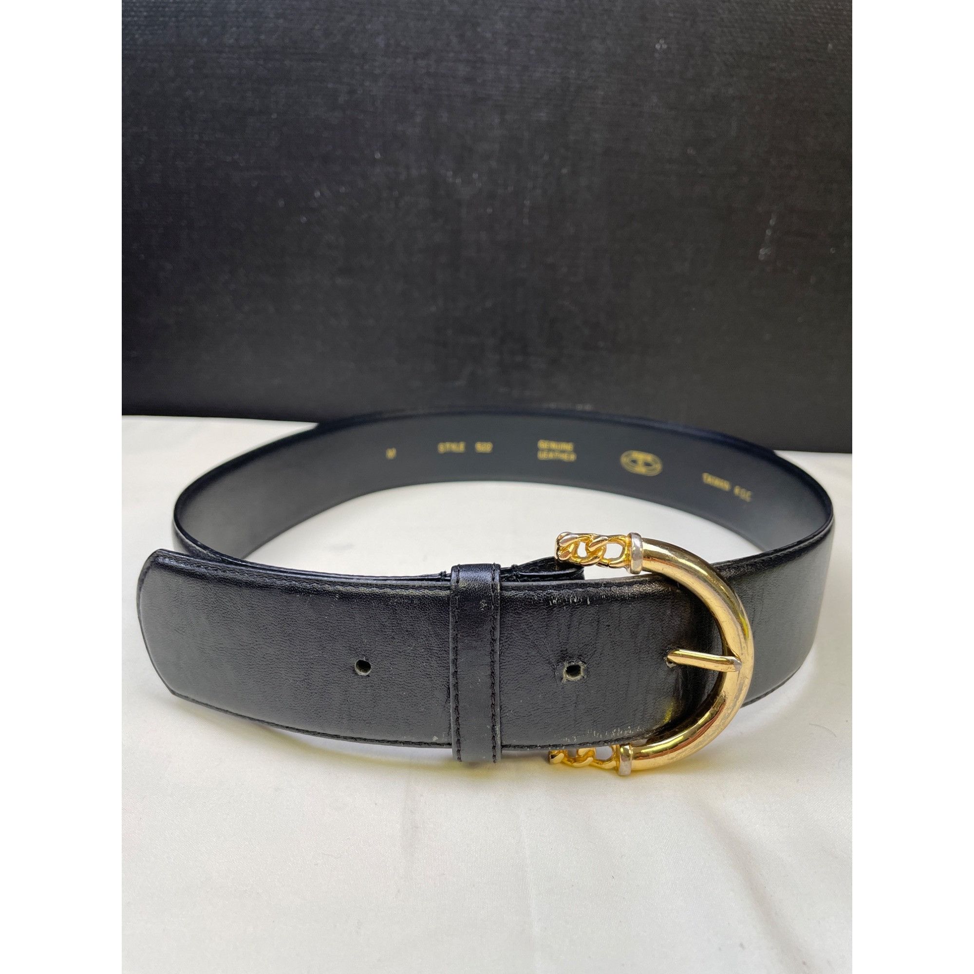 Charter Club Charter Club Women's Black Leather Belt with Gold Buckle Siz Size ONE SIZE - 1 Thumbnail