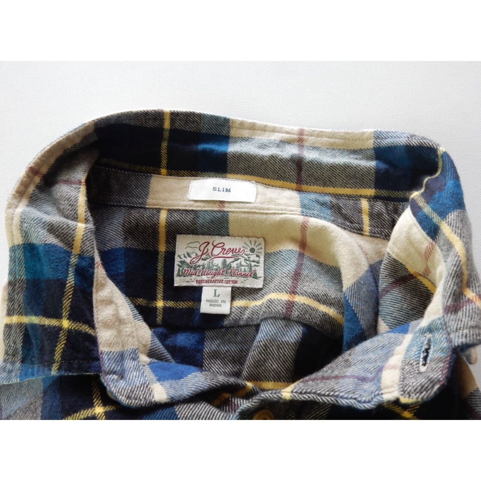 J.Crew J.CREW Button-Front Shirt Men's Slim Fit L Size Plaid Cotton Flannel Long Sleeve Brown Mid Weight Button-Up Size US L / EU 52-54 / 3 - 3 Thumbnail