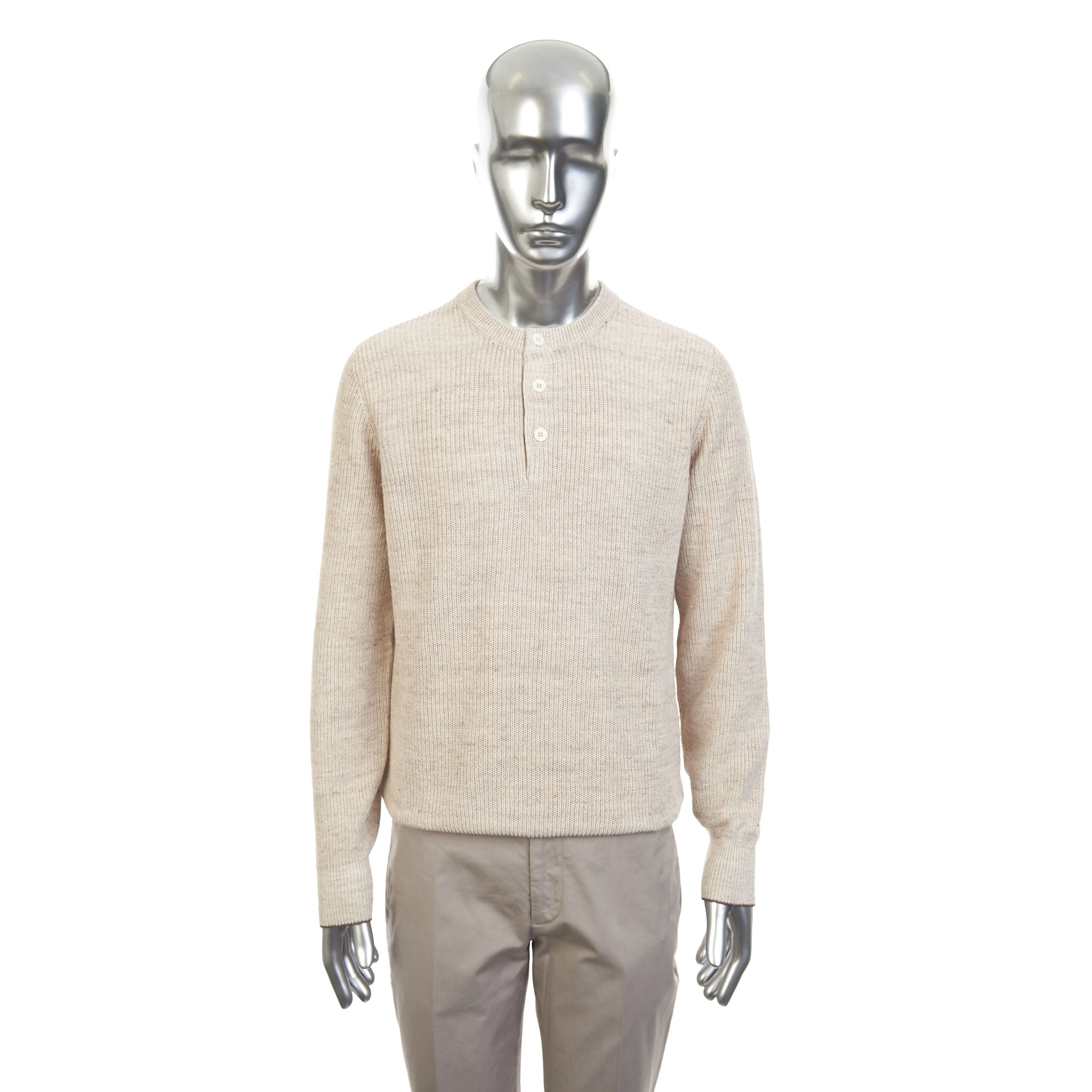 Brunello Cucinelli Half English Rib Knit Sweater With Henley Collar Size US M / EU 48-50 / 2 - 1 Thumbnail