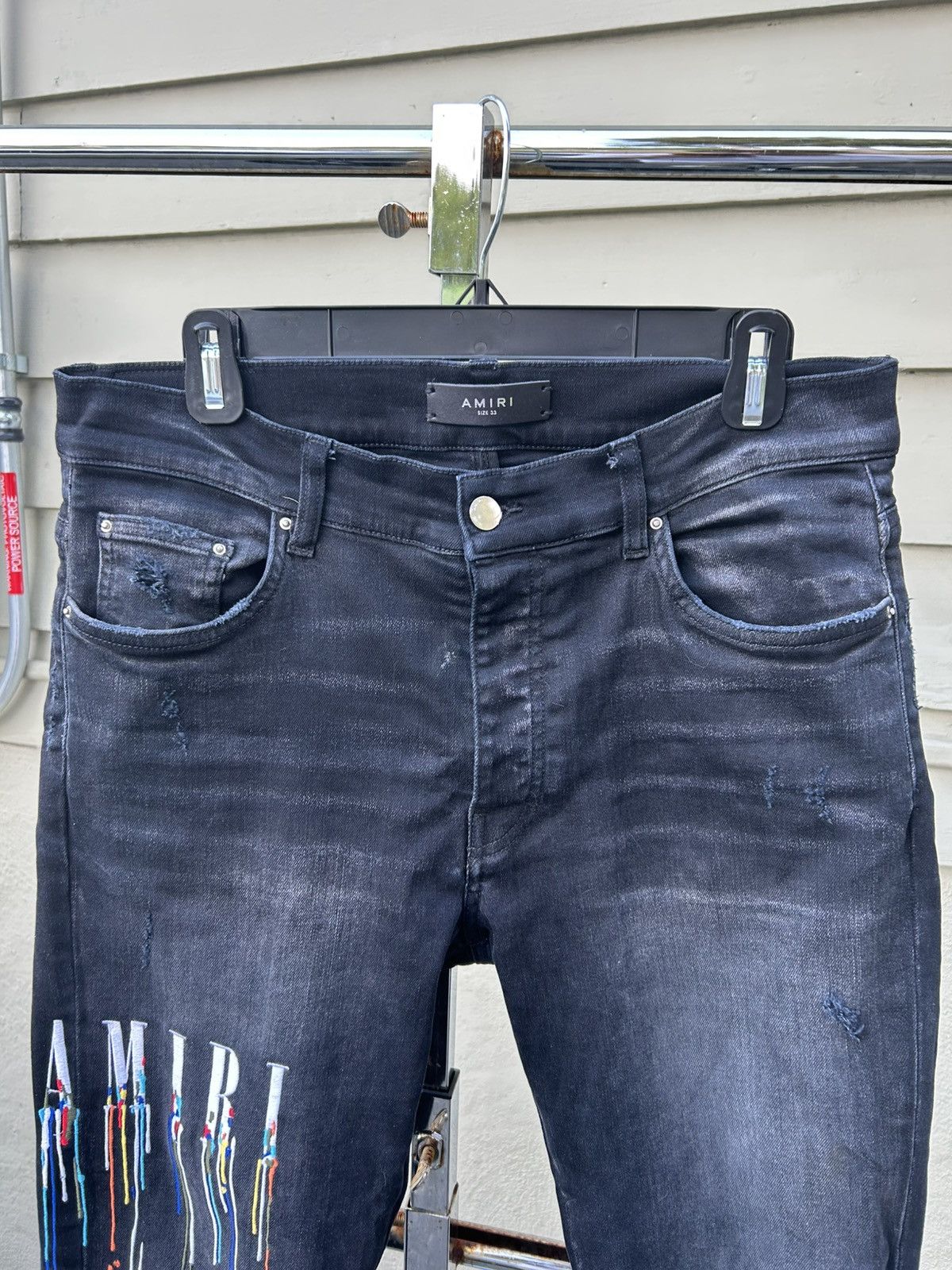 Amiri Amiri drip logo jeans black Size US 33 - 2 Thumbnail
