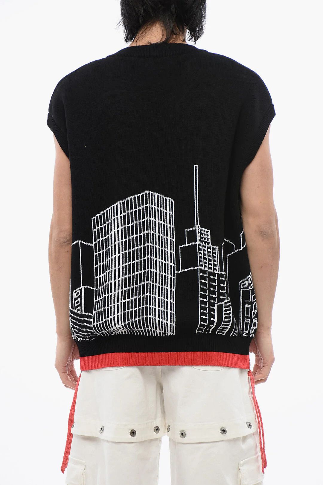 Off-White og1mm0526 Sleeveless Sweater in Black/White Size US L / EU 52-54 / 3 - 2 Thumbnail