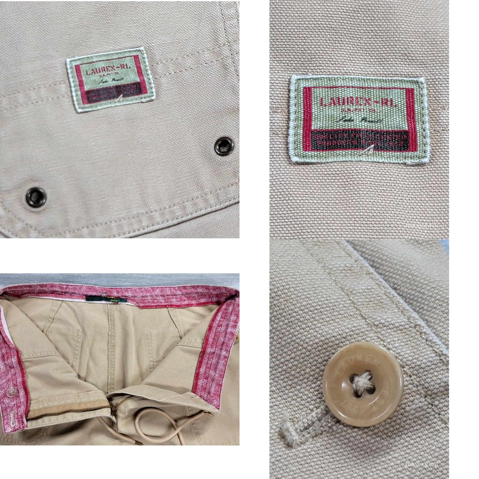 Ralph Lauren Lauren Ralph Lauren Women Pants 14 High Waist Drawstring Canvas Beige 34x28 Size 36" / US 14 / IT 50 - 8 Thumbnail