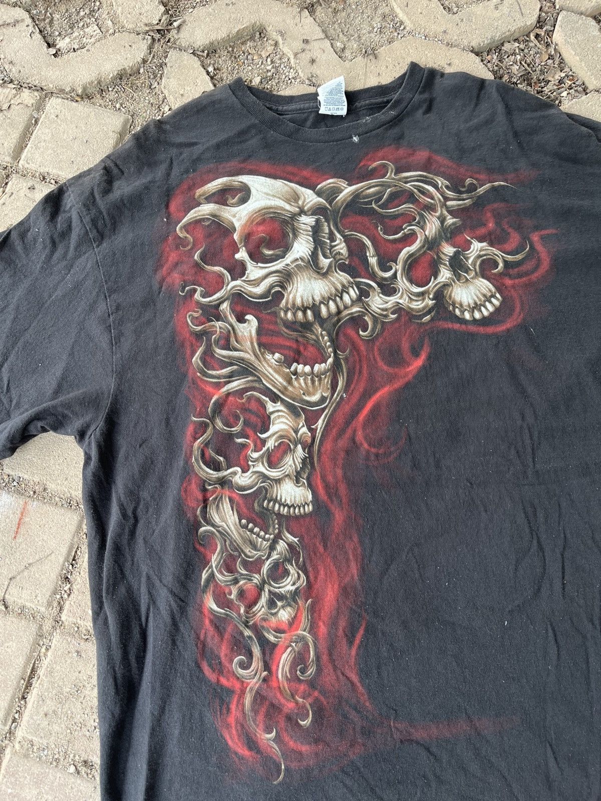 Japanese Brand × Vintage Vintage Overprint Skull Tee Size US XL / EU 56 / 4 - 2 Thumbnail