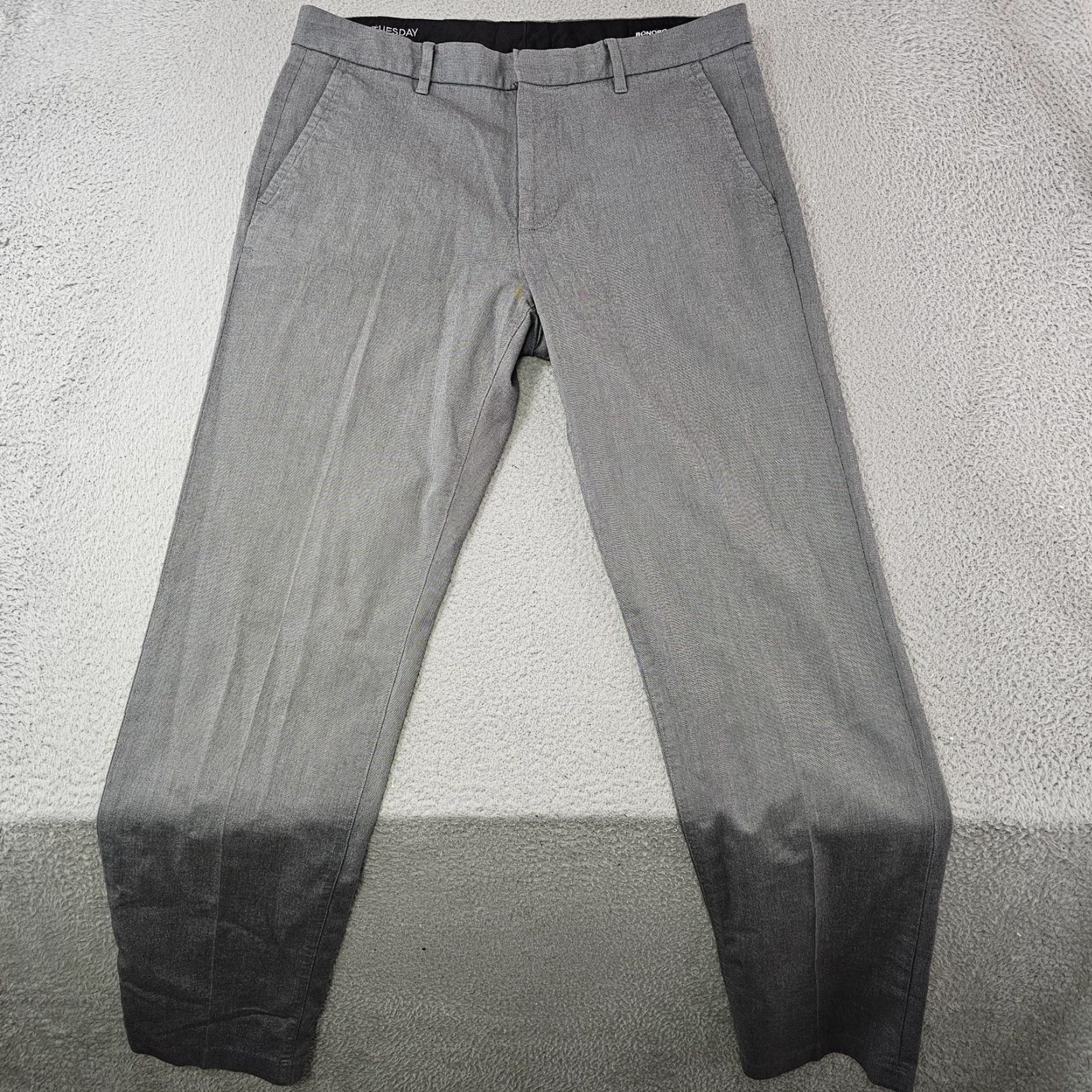 Bonobos Bonobos Tuesday Pants Mens 33x34 Gray Slim Fit Dress Casual Lightweight Workwear Pants Skinner? Size US 33 - 2 Thumbnail