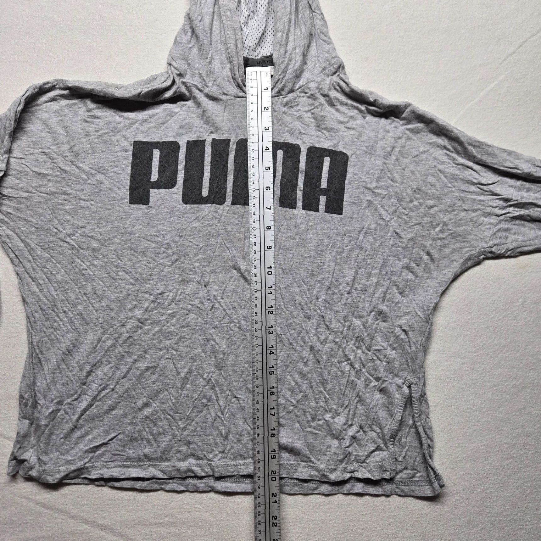 Puma PUMA Hooded Shirt Women's M Gray Long Sleeve Cropped Pullover Activewear Logo Sports Modern Fit Size M / US 6-8 / IT 42-44 - 6 Thumbnail