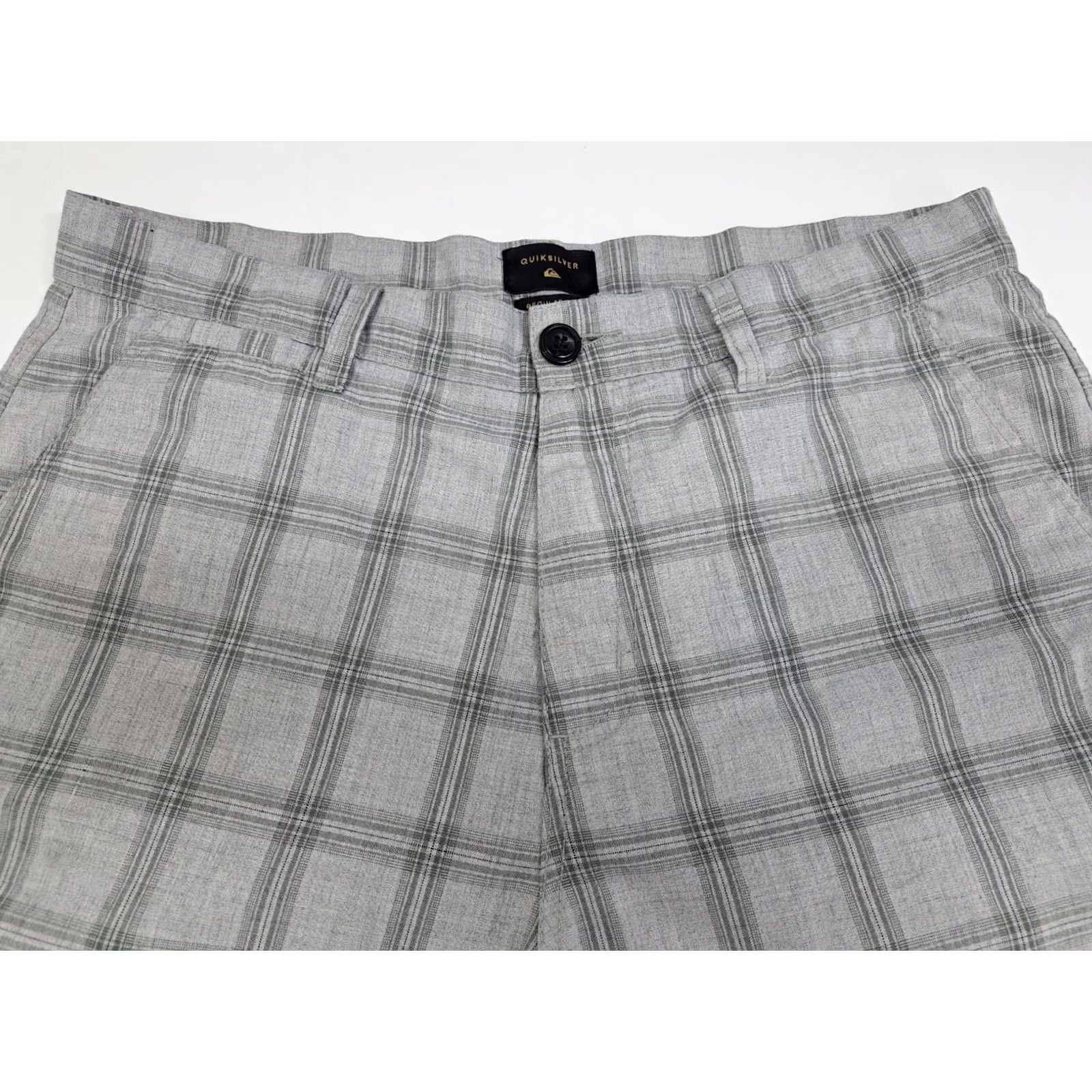 Vintage Quiksilver Shorts Chino Regular Mens 32 Grey Striped Logo Embroidered Pocket 9in Inseam Canvas Button Fly Size US 32 / EU 48 - 4 Thumbnail