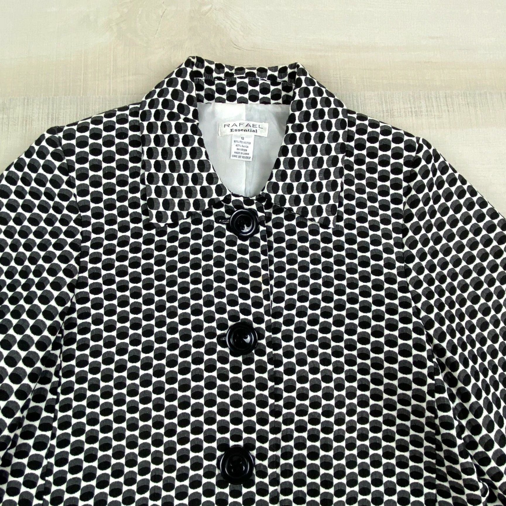 Vintage Rafael Womens Black and White Blazer Size 12 Career Professional Church Jacket Size XL / US 12-14 / IT 48-50 - 2 Thumbnail