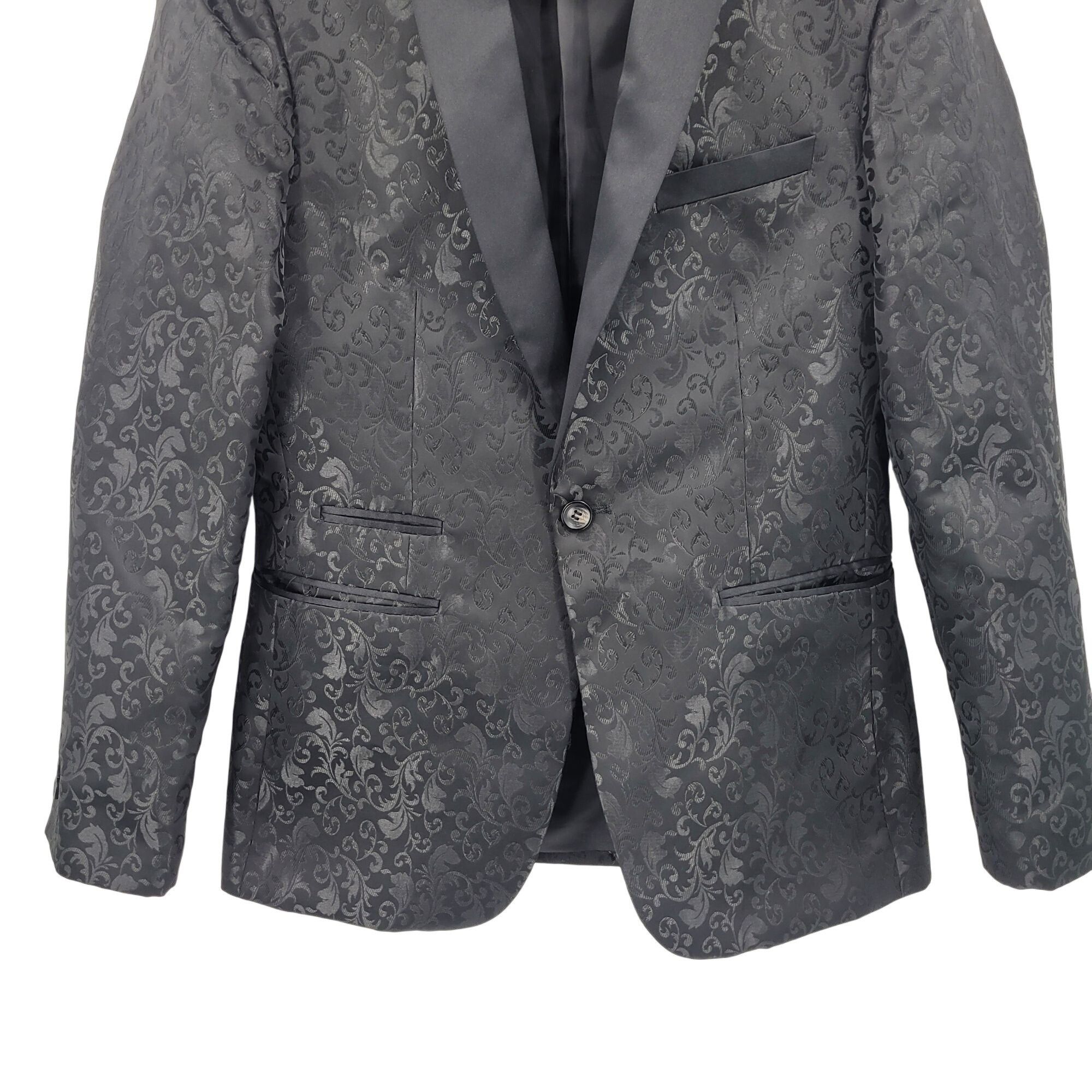 Designer Avanti Milano Paisley Black Jacquard Tuxedo Jacket L Satin S Size L / US 10 / IT 46 - 5 Thumbnail