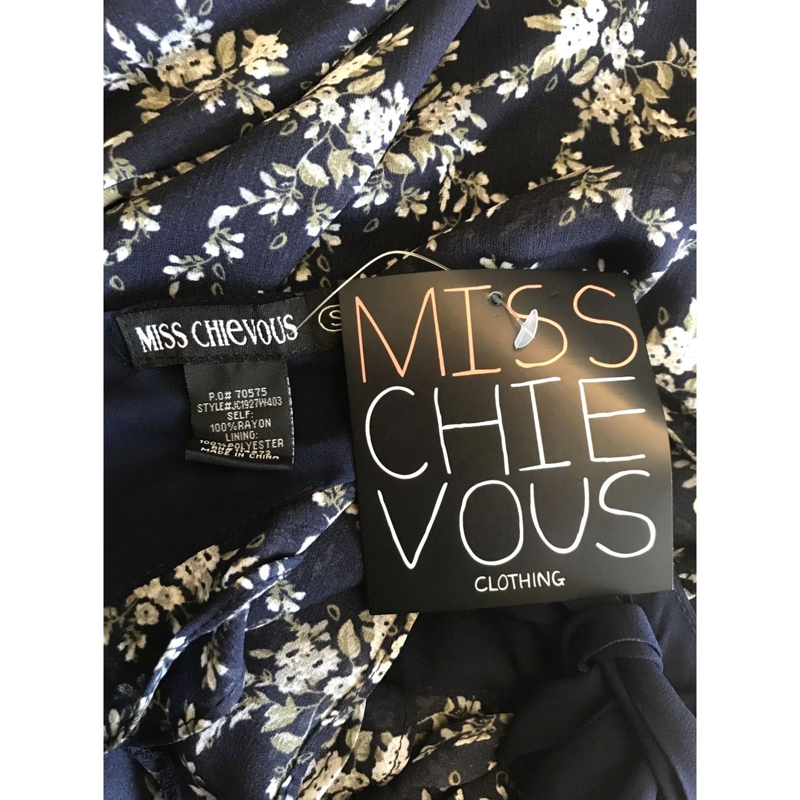 Vintage Miss Chievous Tunic Tank Blouse Shirt Women Blue Floral Sleeveless High Neck Boho 693 S Size S / US 4 / IT 40 - 4 Thumbnail