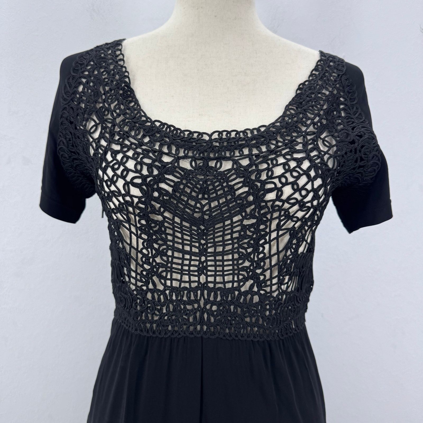 Fendi FENDI Black Jersey Crepe Crochet Dress Made in Italy 38/US Size XS / US 0-2 / IT 36-38 - 2 Thumbnail