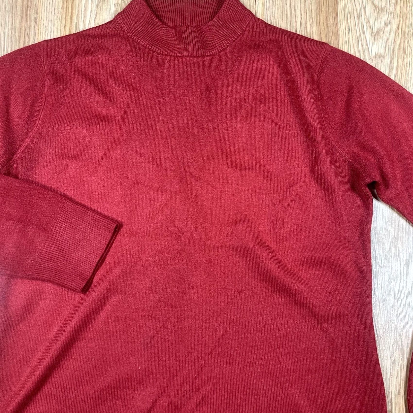 Vintage Sag Harbor Sweater Womens Petite Small Red Knit Mock Neck Long Sleeve Acrylic Size S / US 4 / IT 40 - 2 Thumbnail