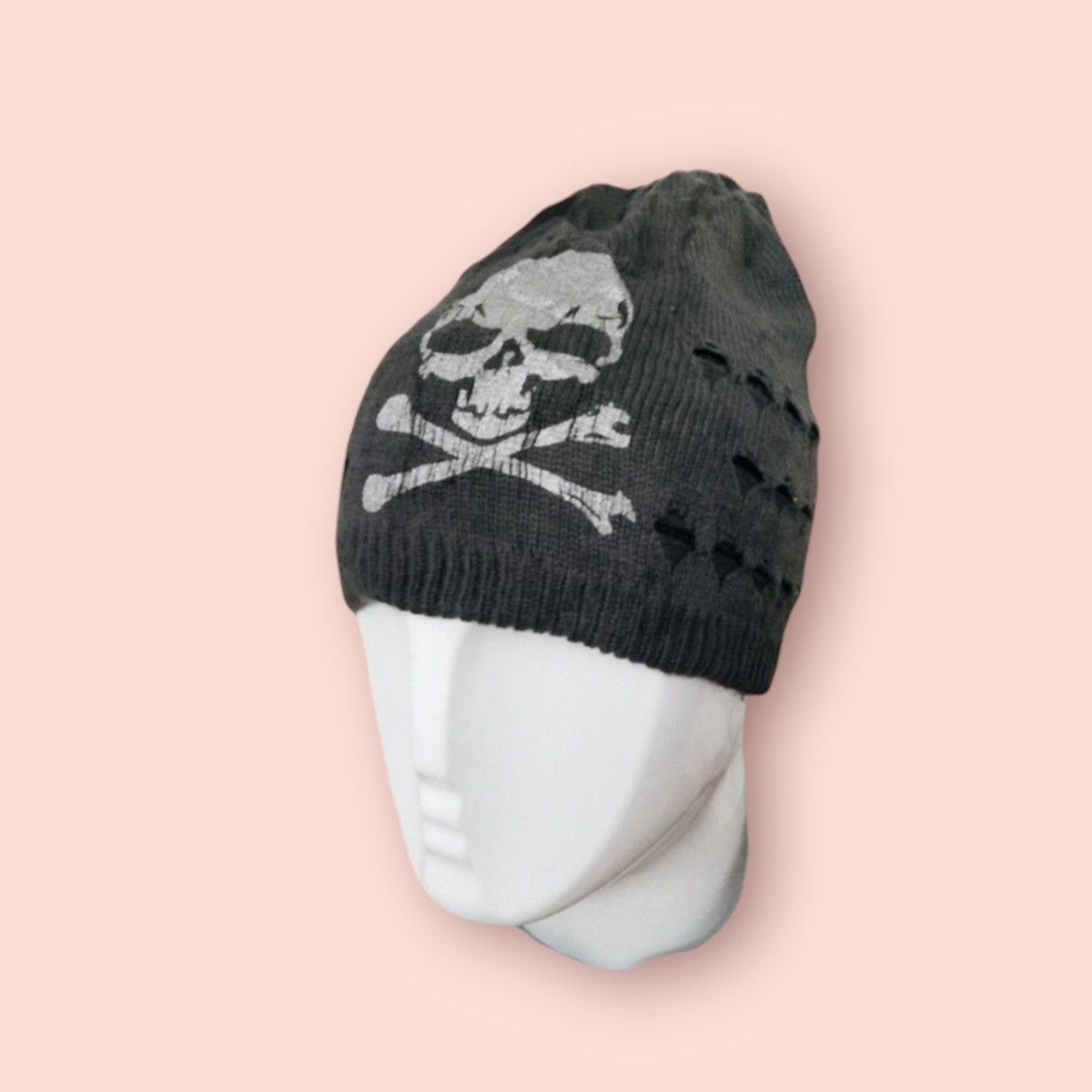 Other SKULL PUNK BONDAGE REVERSIBLE STRIPED DISTRESSED BEANIE Size ONE SIZE - 2 Thumbnail