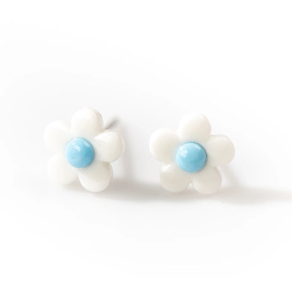 Jewelry Small Flower Stud Earrings Ceramic Ear Gift For Her Size ONE SIZE - 1 Preview