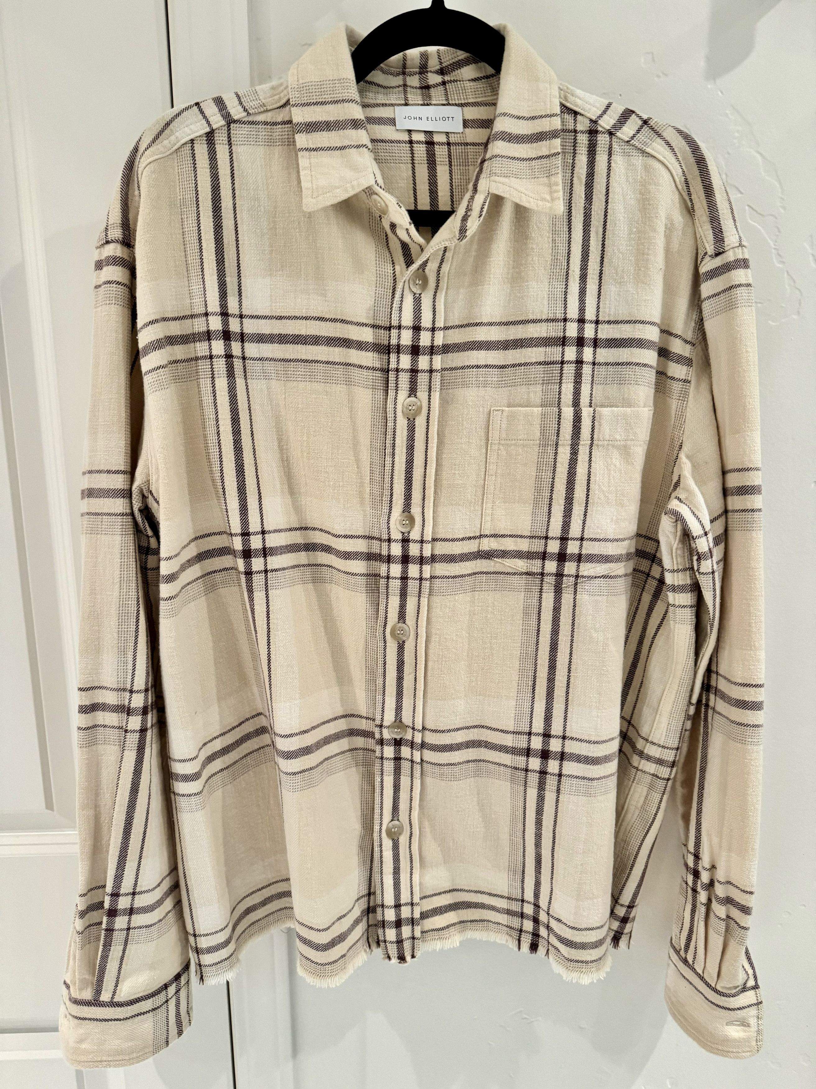 image of John Elliott Hemi Oversized Shirt in Gobi Check, Men's (Size Medium)