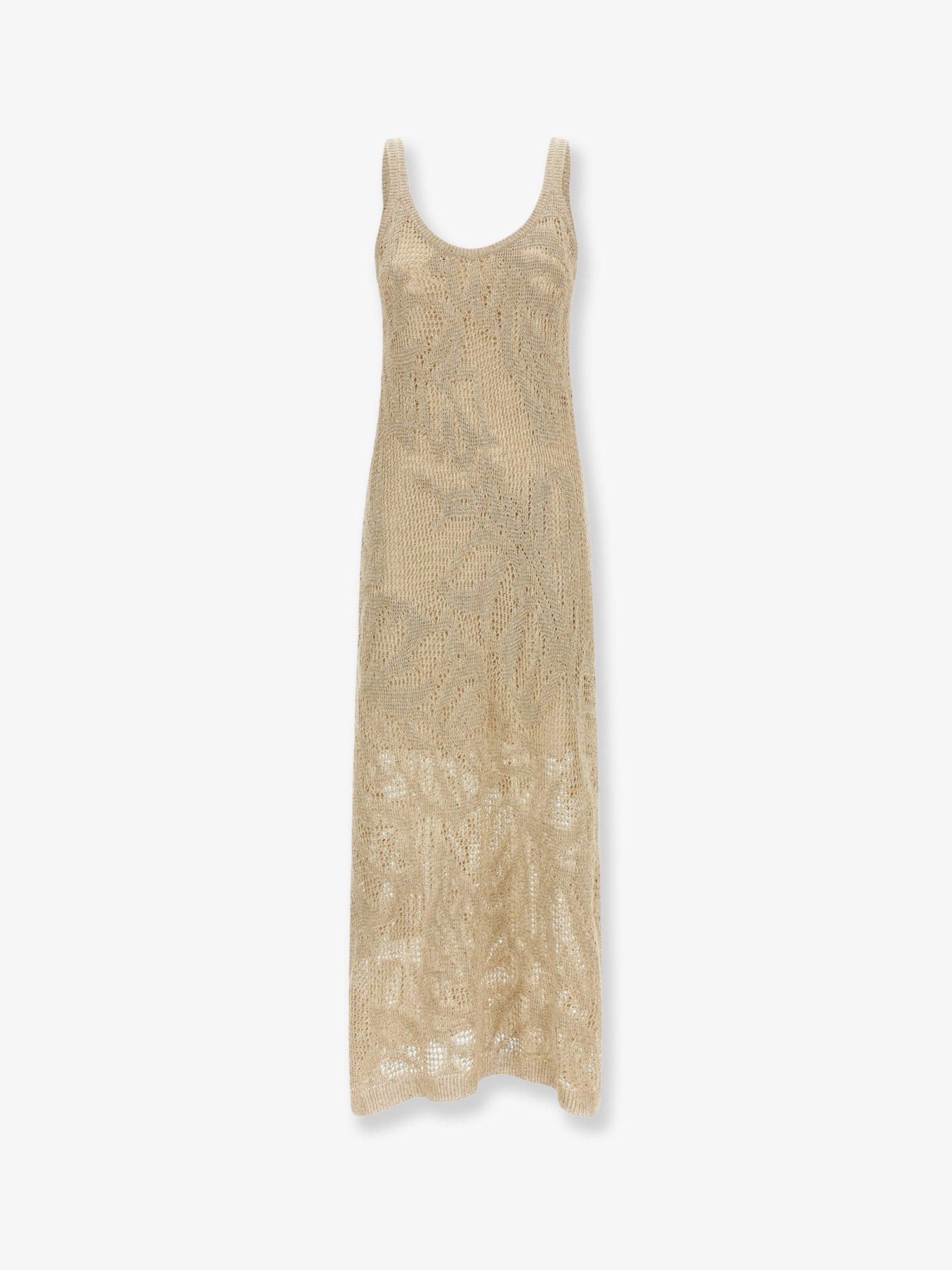 Brunello Cucinelli Knitted Linen And Cotton Long Dress Size M / US 6-8 / IT 42-44 - 1 Thumbnail