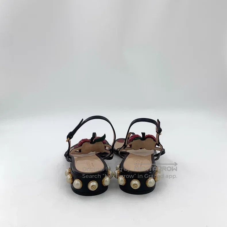 Gucci Gucci Black pearl cherry decorative clip toe sandals Size US 6.5 / IT 36.5 - 4 Thumbnail