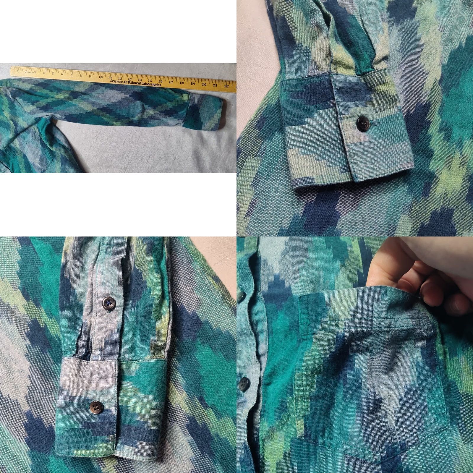 Madewell MADEWELL Women XS Green Abstract 1/2 Button Pullover Peasant Top Blouse Tunic Shirt Womens XS Green Abstract 1/2 Button Pullover Peasant Top Size XS / US 0-2 / IT 36-38 - 9 Thumbnail