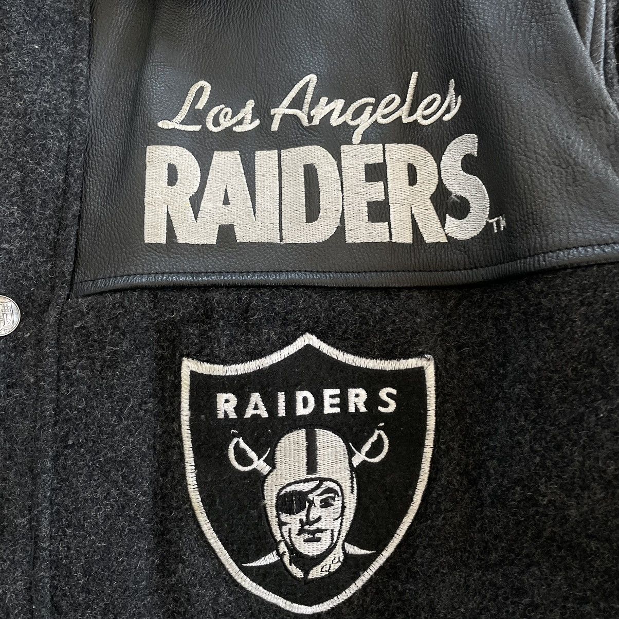 NFL × NHL × Vintage 🔥Very Rare 90’s RAIDERS Leather and wool Jacket rap style Size US L / EU 52-54 / 3 - 9 Thumbnail