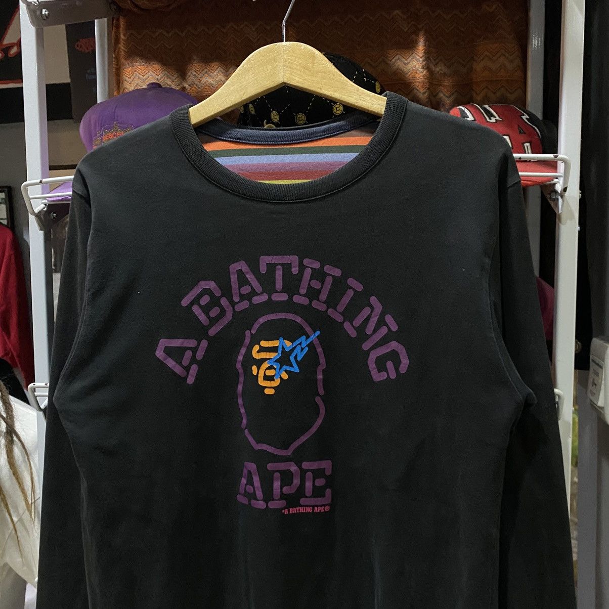 Bape BAPE reversible T-shirt stripe × neon college logo Size US M / EU 48-50 / 2 - 5 Thumbnail