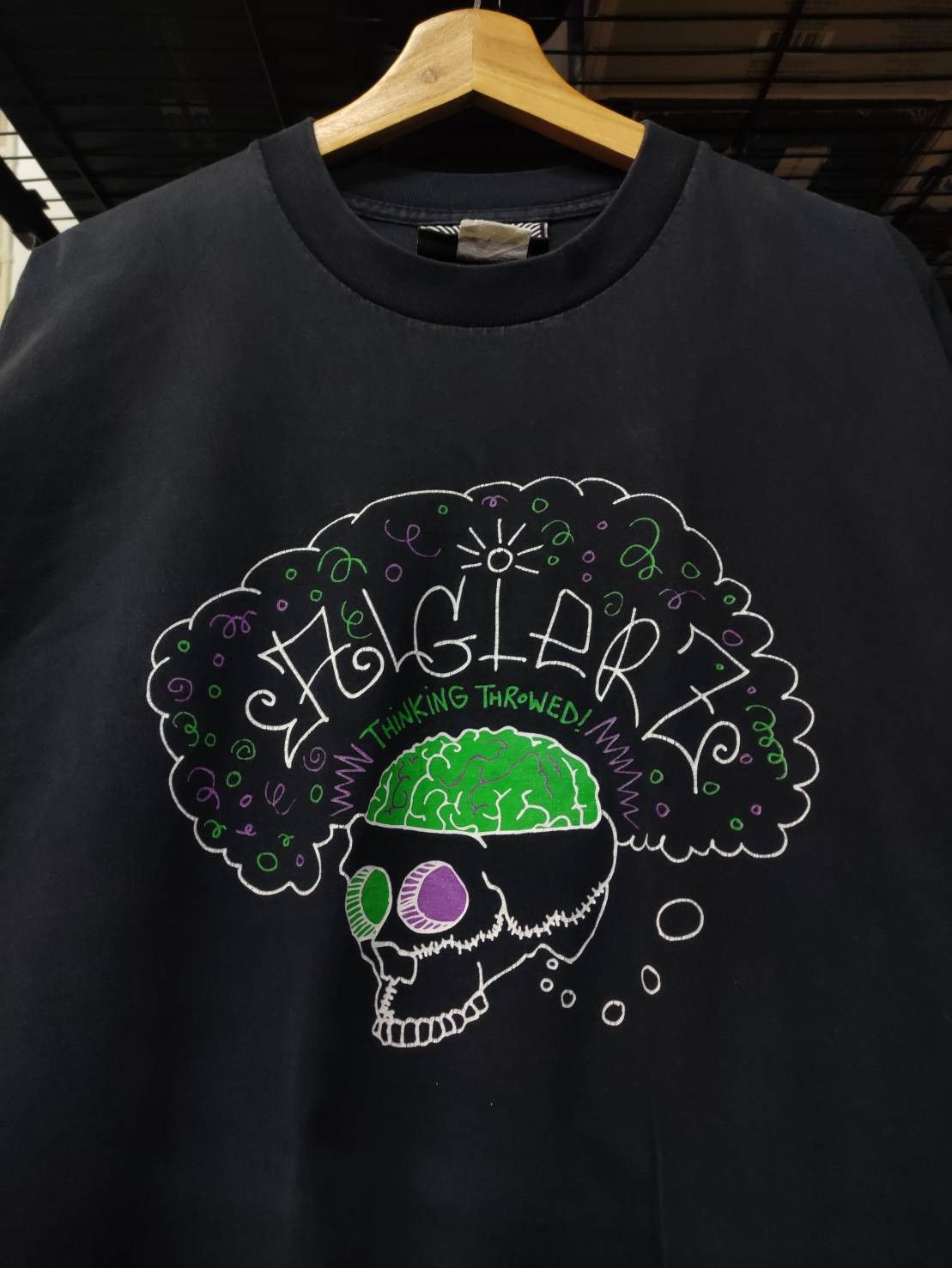 Rap Tees Vtg 90's Algierz Gear " Thinking Throwed! " Graffiti T-Shirt Size US XXL / EU 58 / 5 - 1 Thumbnail