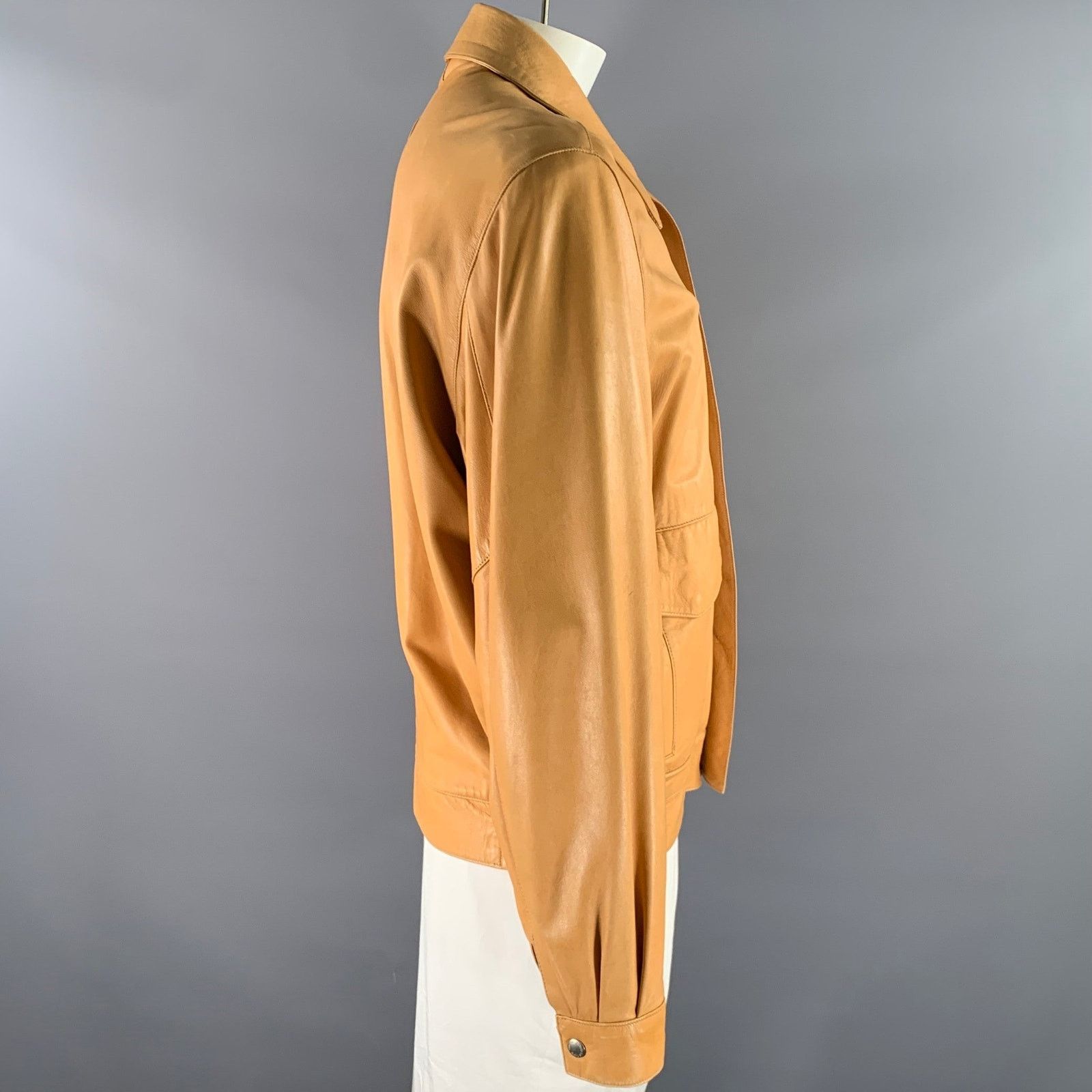 Other SCUOLA DEL CUOIO Size XL Camel Leather Bomber Jacket Size US XL / EU 56 / 4 - 3 Thumbnail