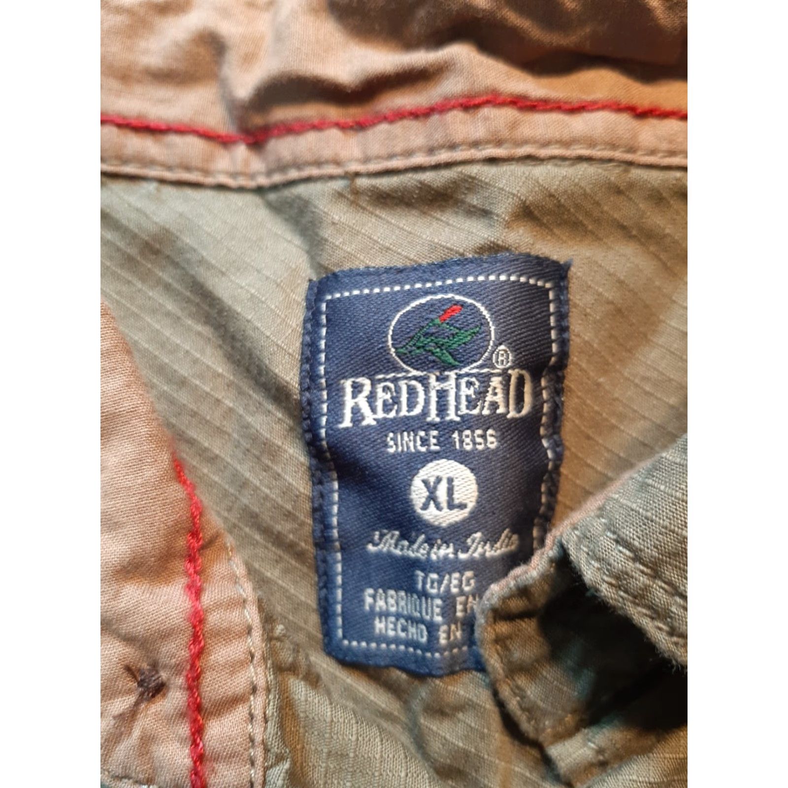 Vintage RedHead Mens Shirt XL Long Sleeve Button-Down 2 Pocket Knit Cotton Red Solid Outdoor Size US XL / EU 56 / 4 - 2 Thumbnail