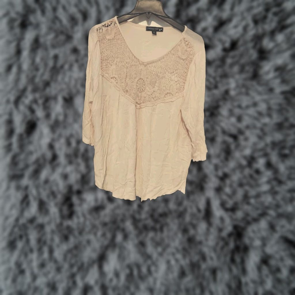 Vintage Living Doll Women's Cream Blouse Top Plus Size Long Sleeve Rayon  Lace Casual 2X | Grailed, image size:1024x1024