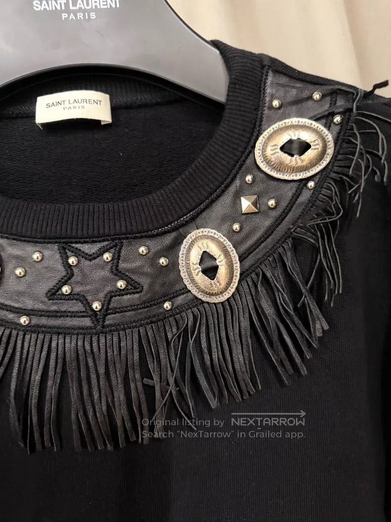 Saint Laurent Paris Saint Laurent Paris Western Style Studded Fringe Crewneck Size US M / EU 48-50 / 2 - 3 Thumbnail