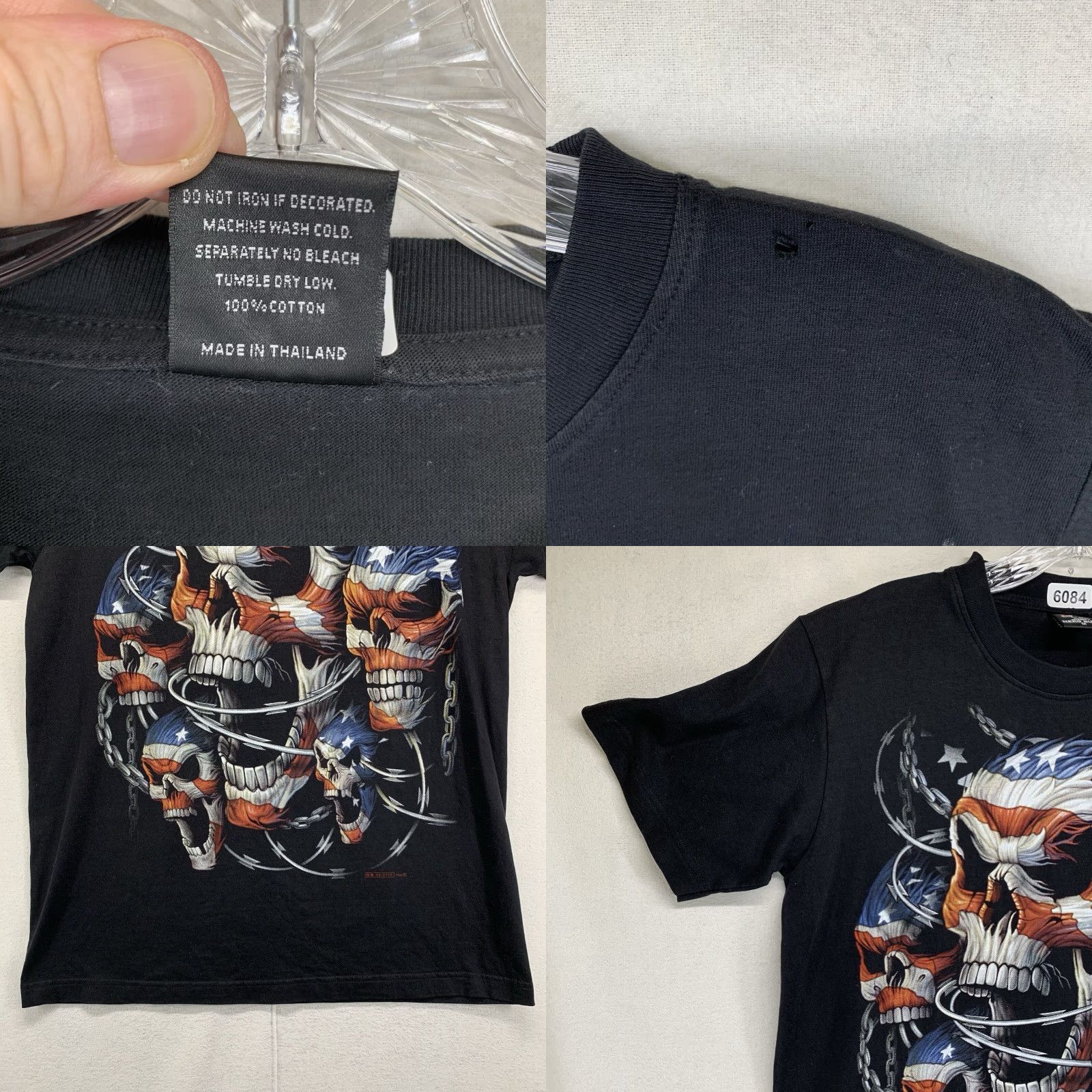 Doublet VINTAGE HERO BUFF Skull Shirt Mens M Short Sleeve Crew Neck Black 2000s 00s Army Biker American Flag Double-Sided Affliction Logo graphic print Size US M / EU 48-50 / 2 - 8 Thumbnail
