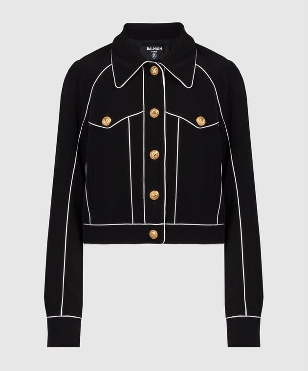 Balmain o1s1wg110825 Western Crepe Jacket in Black Size S / US 4 / IT 40 - 1 Thumbnail