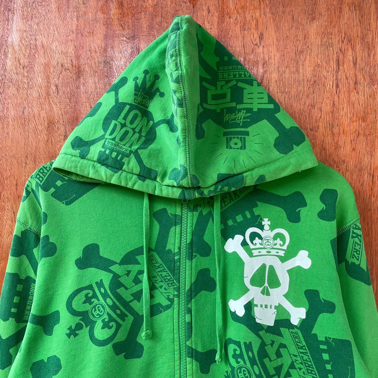 Stussy Vintage Distress Stussy Fullprint Skull Hoodie Size US L / EU 52-54 / 3 - 8 Thumbnail